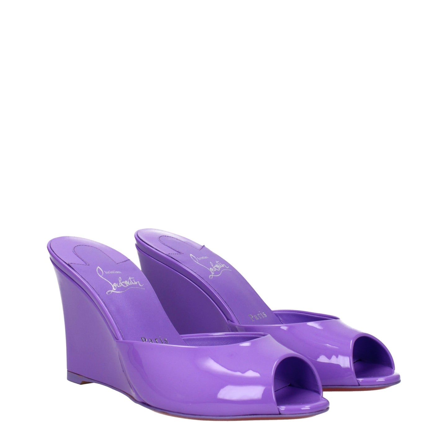 Sandales compensées en cuir violet Christian Louboutin