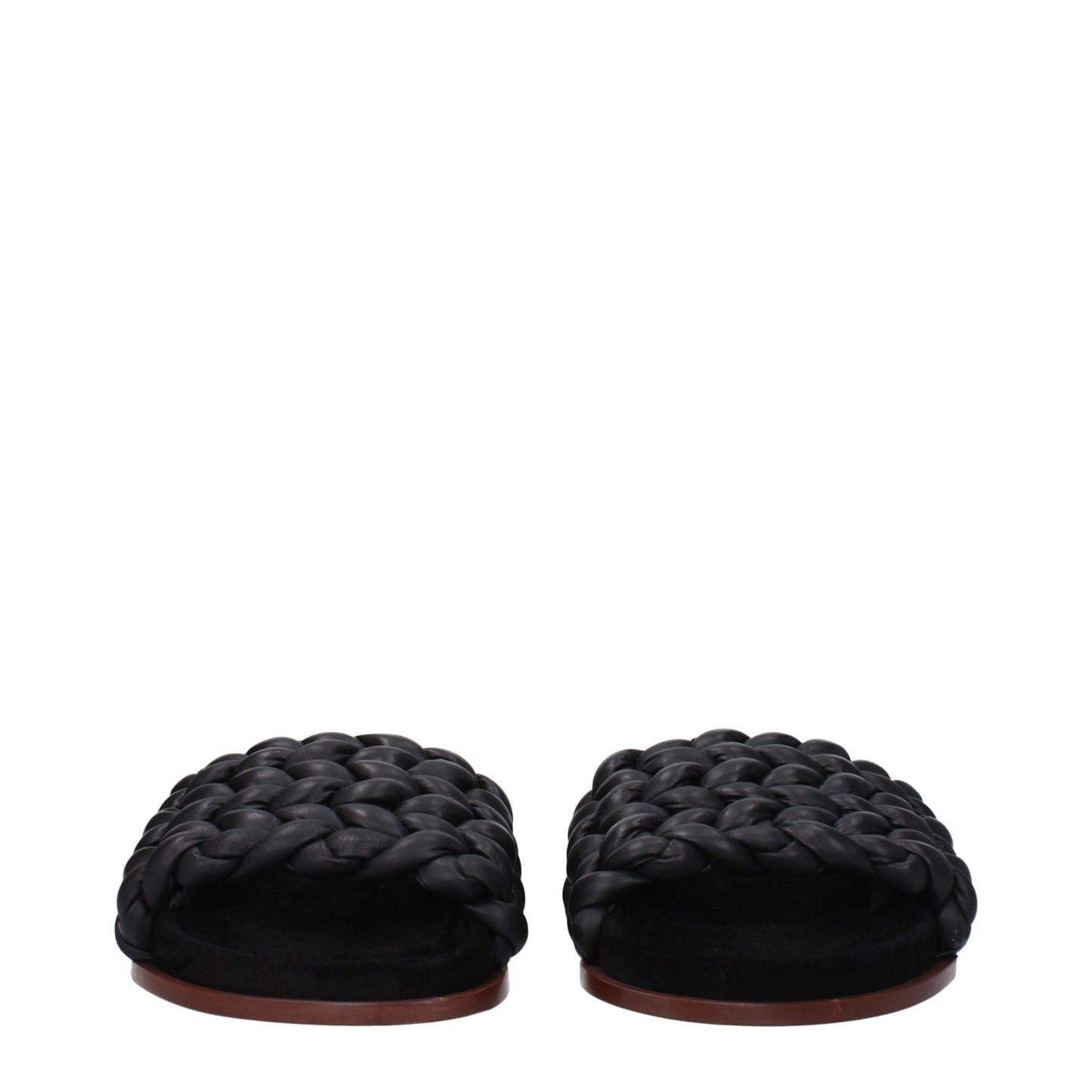 Sandales chaussons en cuir noir Chloé