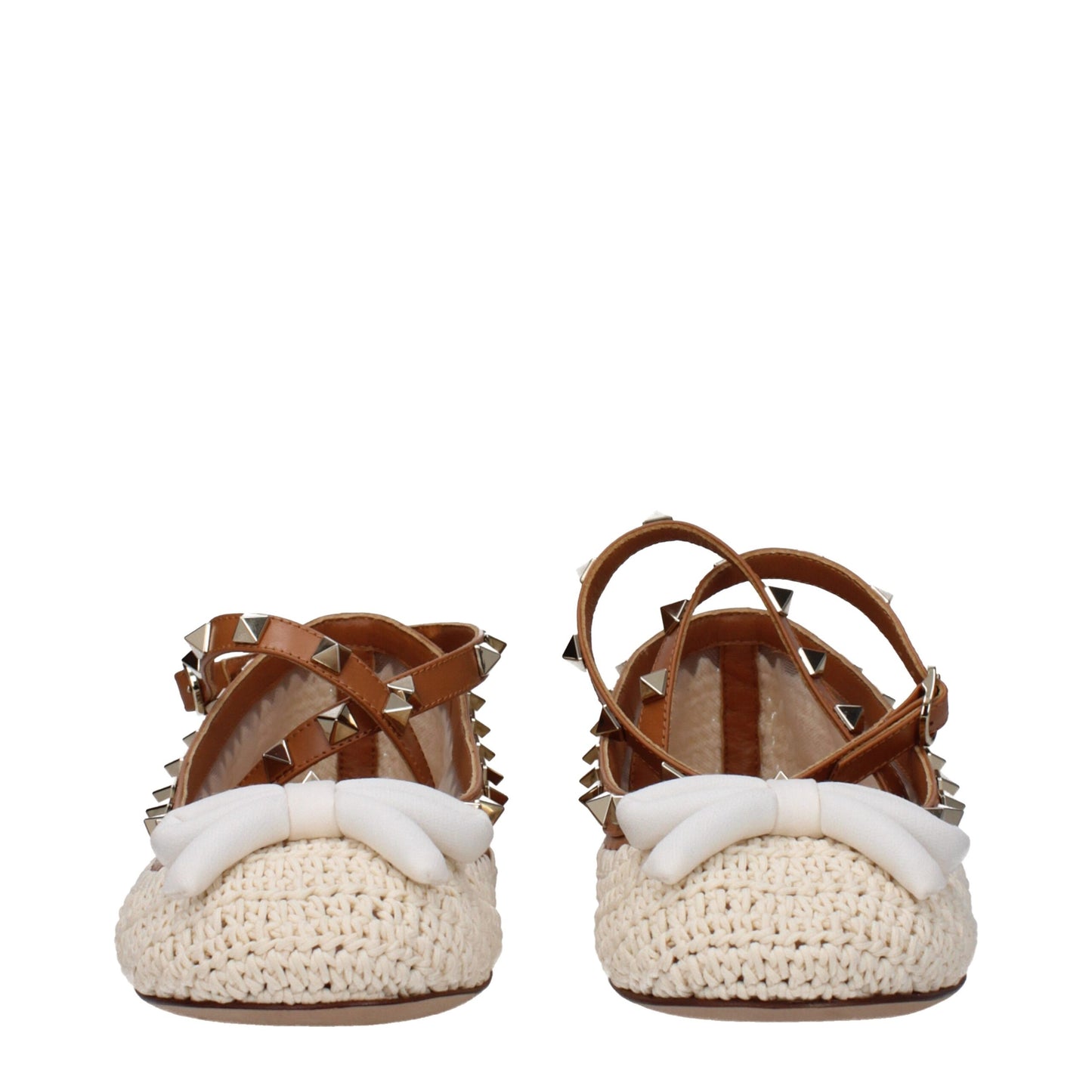 Valentino Garavani Beige Raffia-Ballerinas