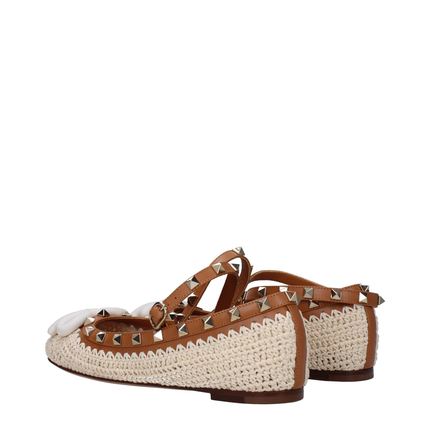 Valentino Garavani Beige Raffia-Ballerinas