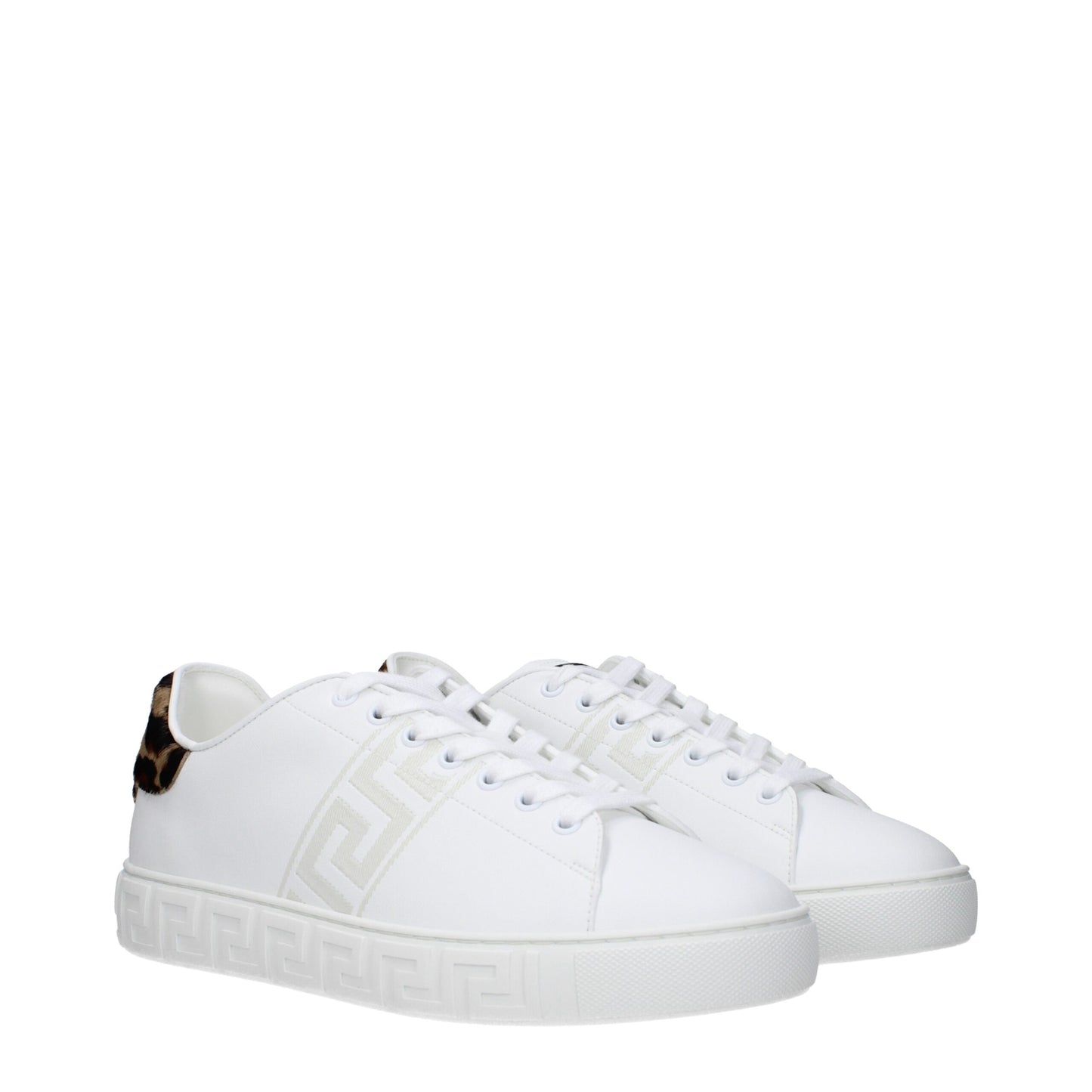 Versace Weiße niedrige Lederschuhe