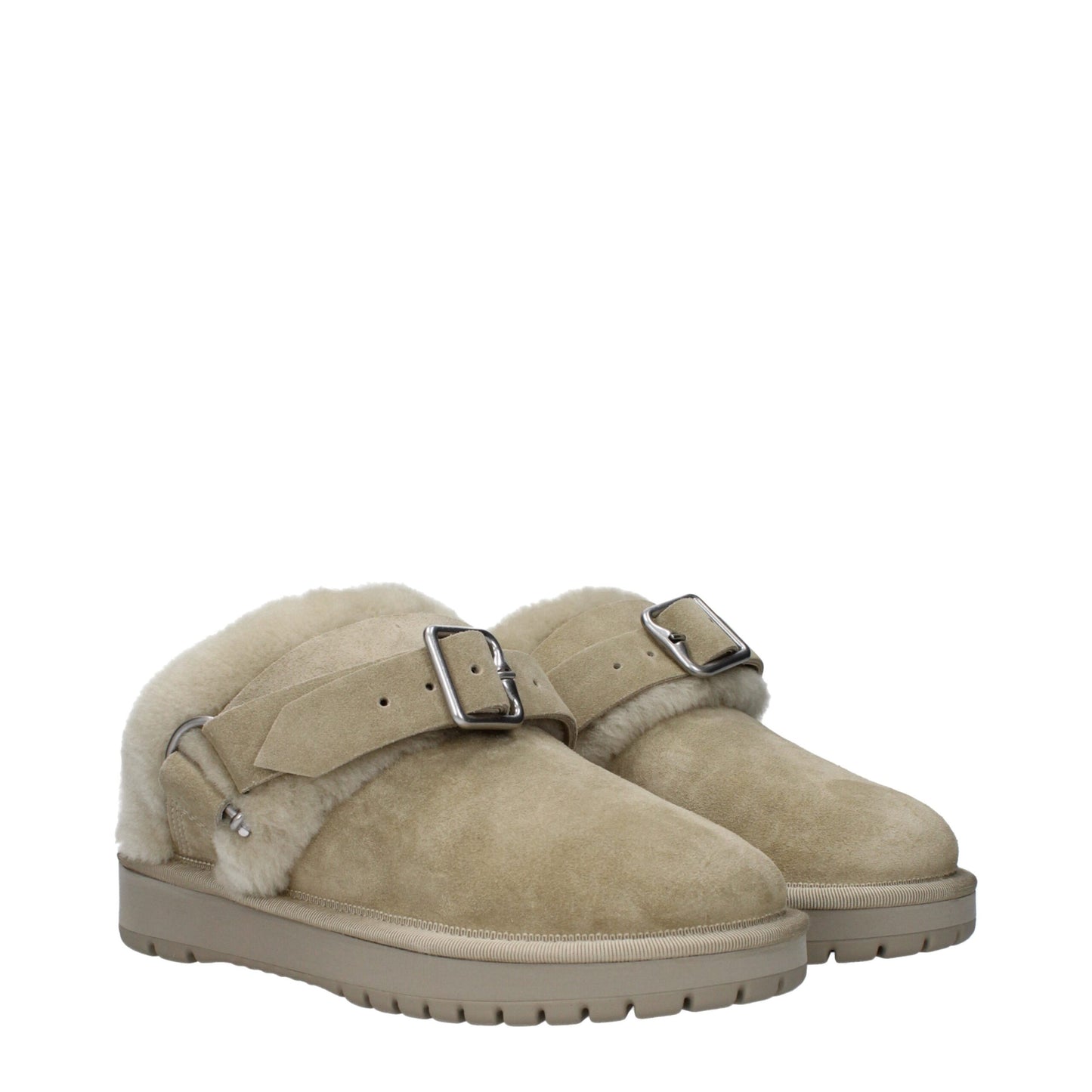 Burberry Grüne Leder-Slipper-Sandalen