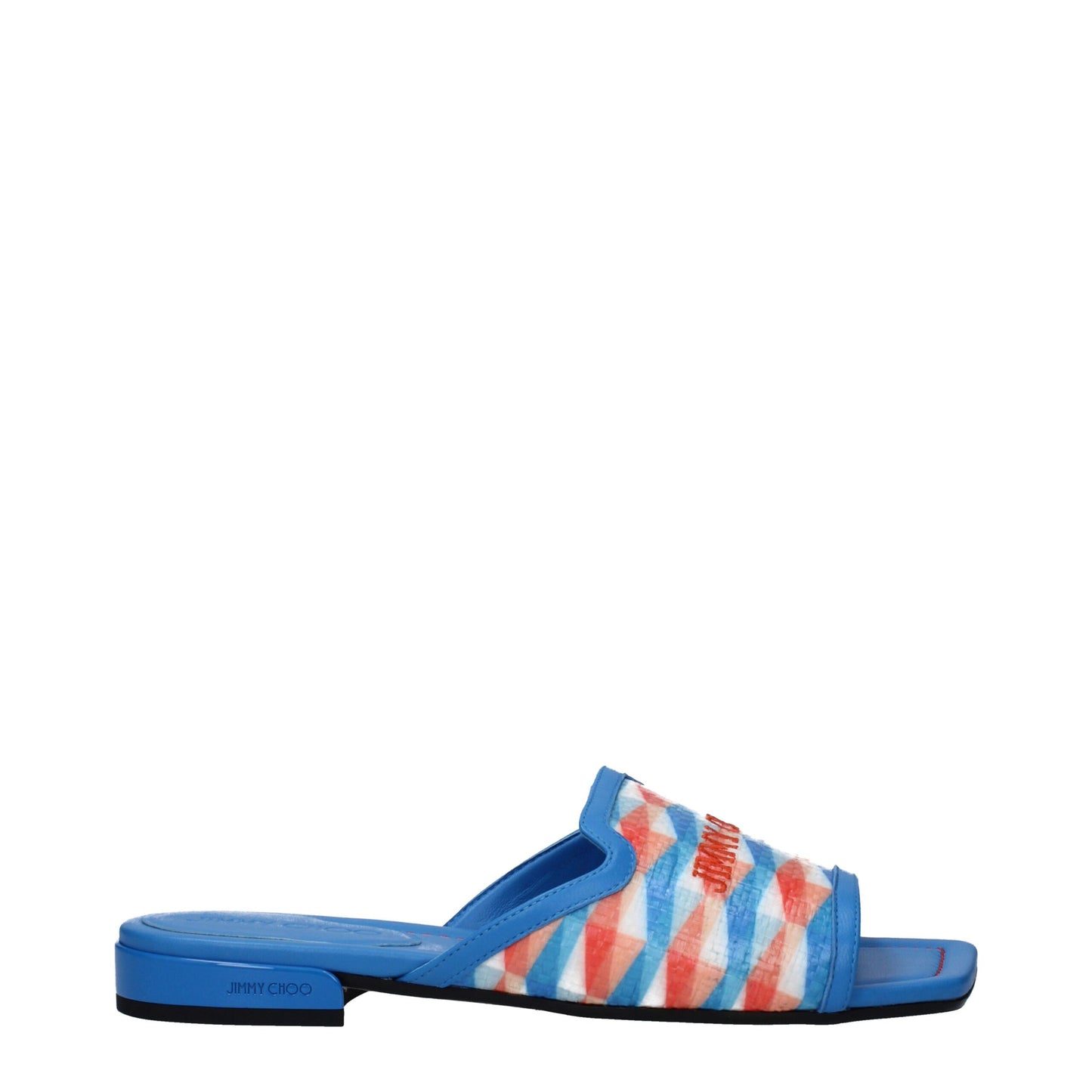 Jimmy Choo Hellblaue Stoff-Slipper-Sandalen