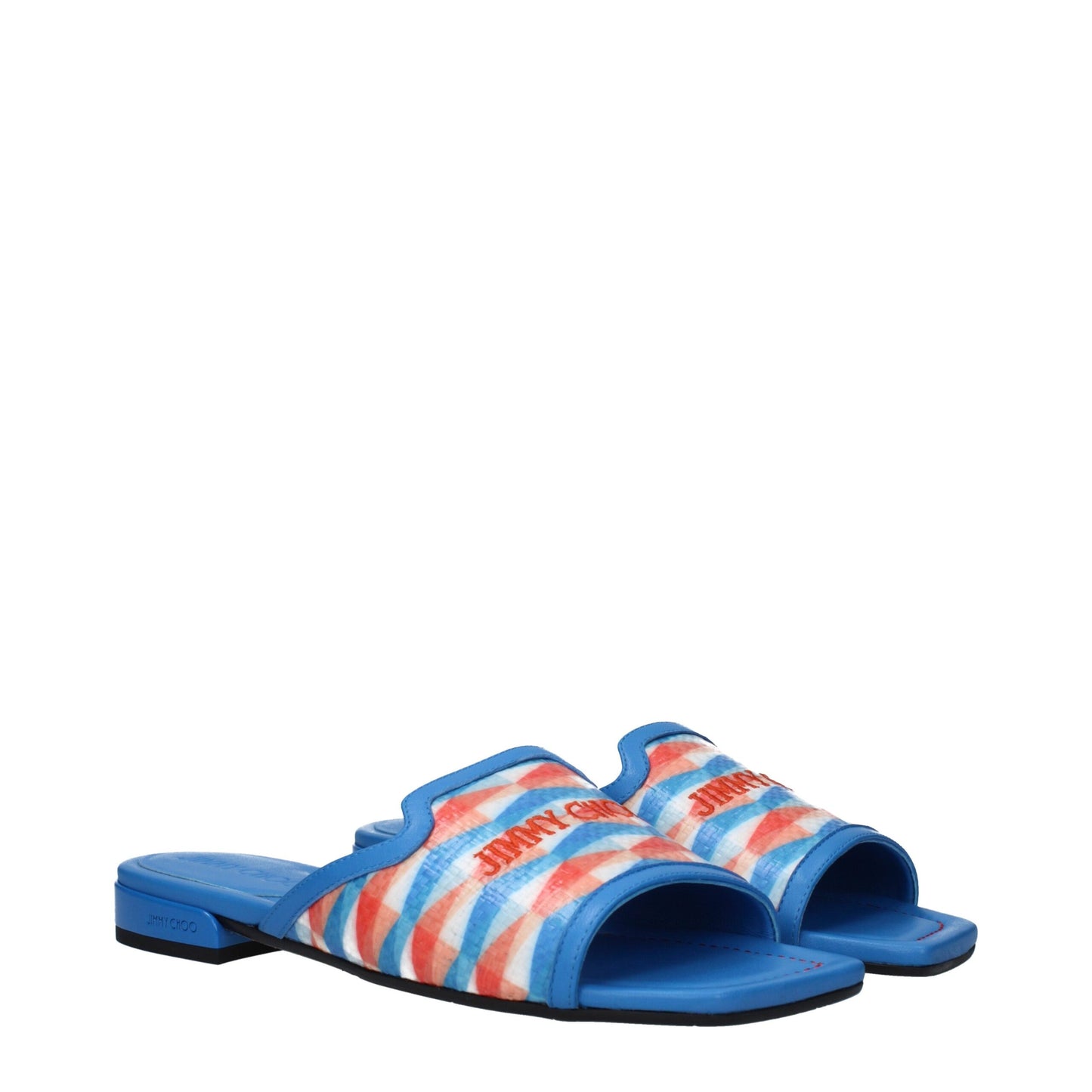 Jimmy Choo Hellblaue Stoff-Slipper-Sandalen