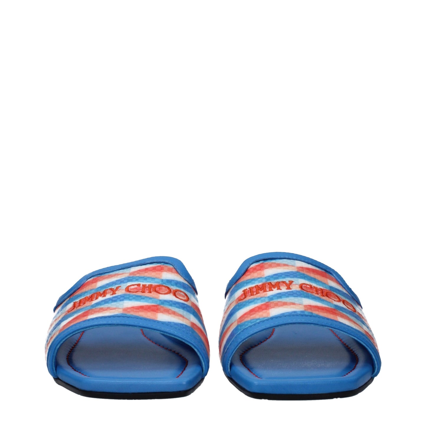 Jimmy Choo Hellblaue Stoff-Slipper-Sandalen