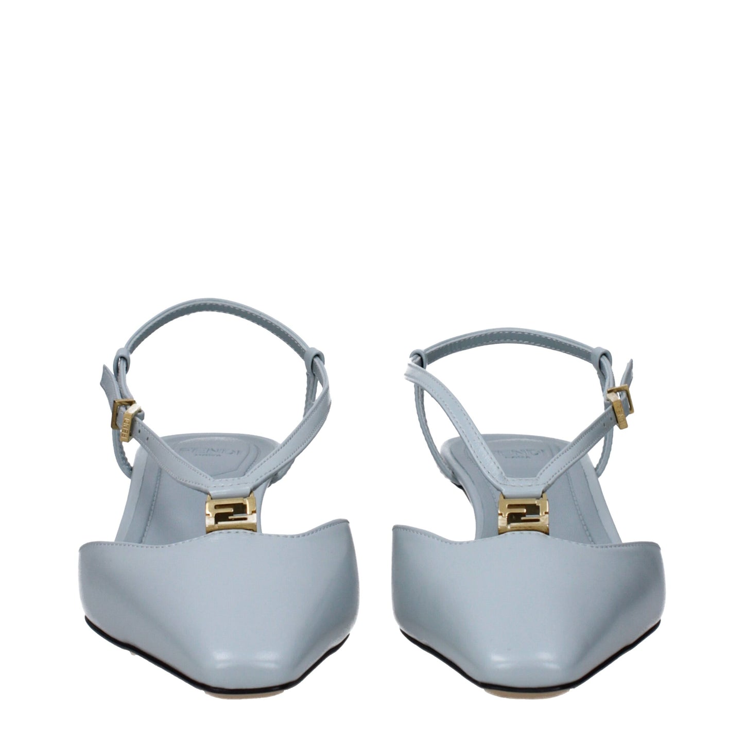 Fendi Hellblaue flache Ledersandalen