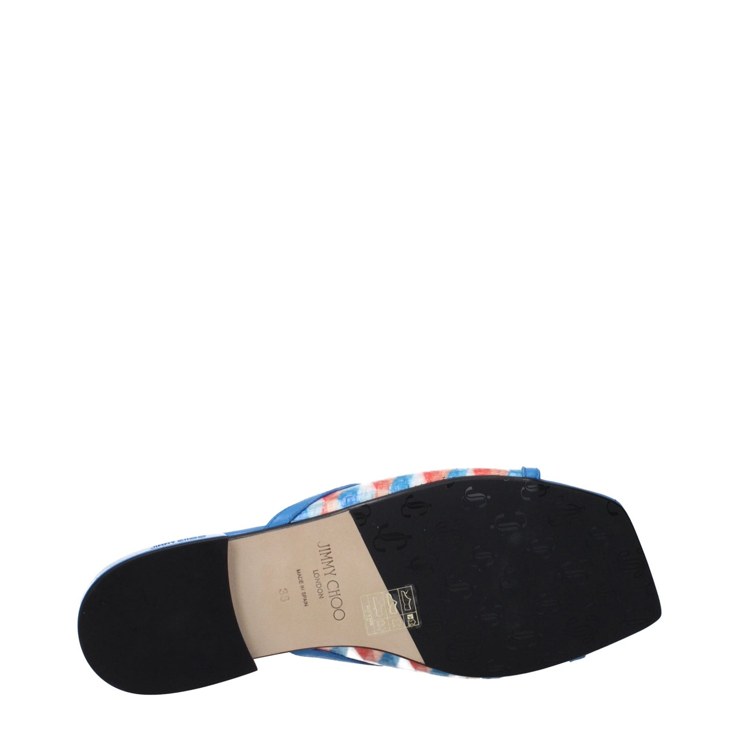 Jimmy Choo Hellblaue Stoff-Slipper-Sandalen