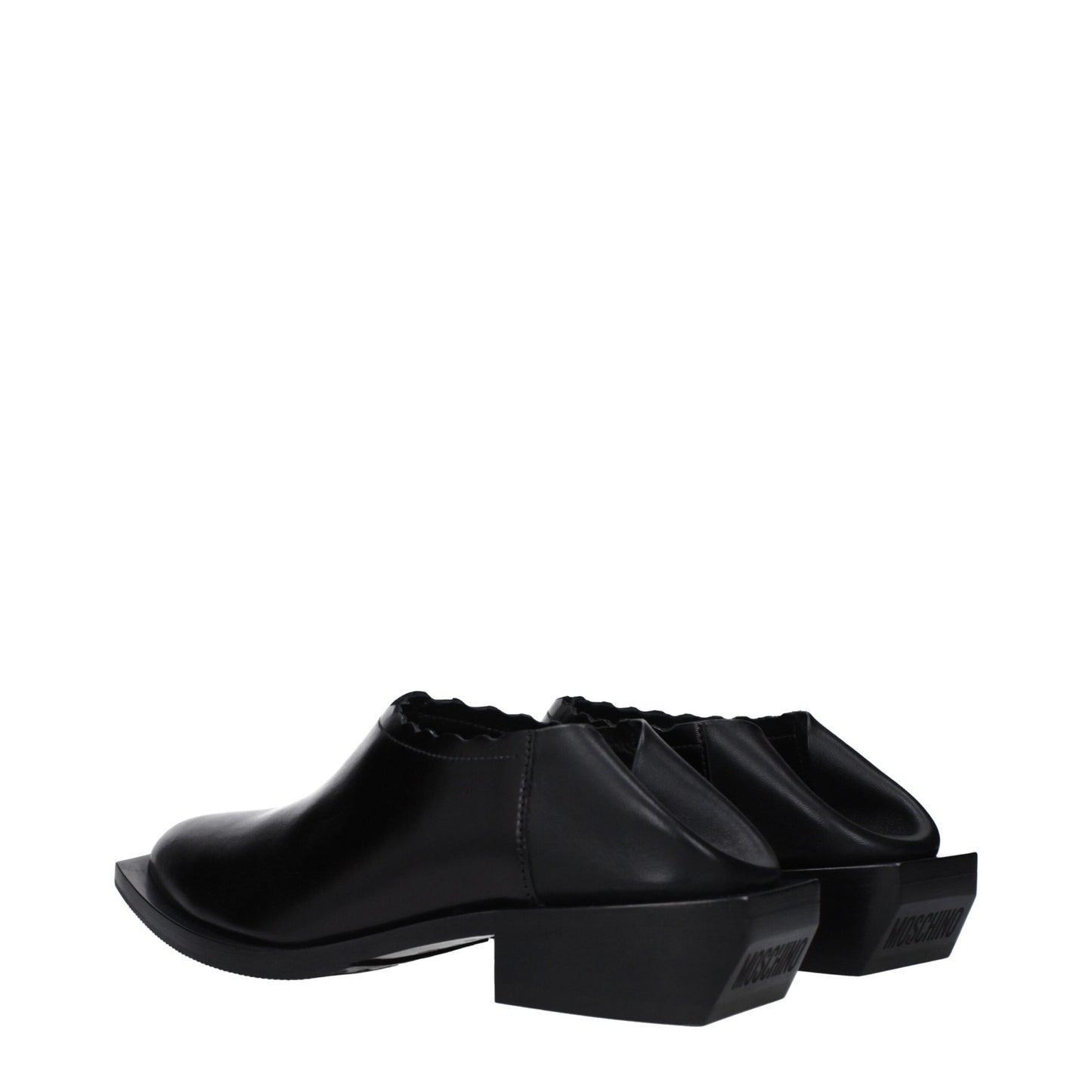 Love Moschino – Schwarze Lederclogs