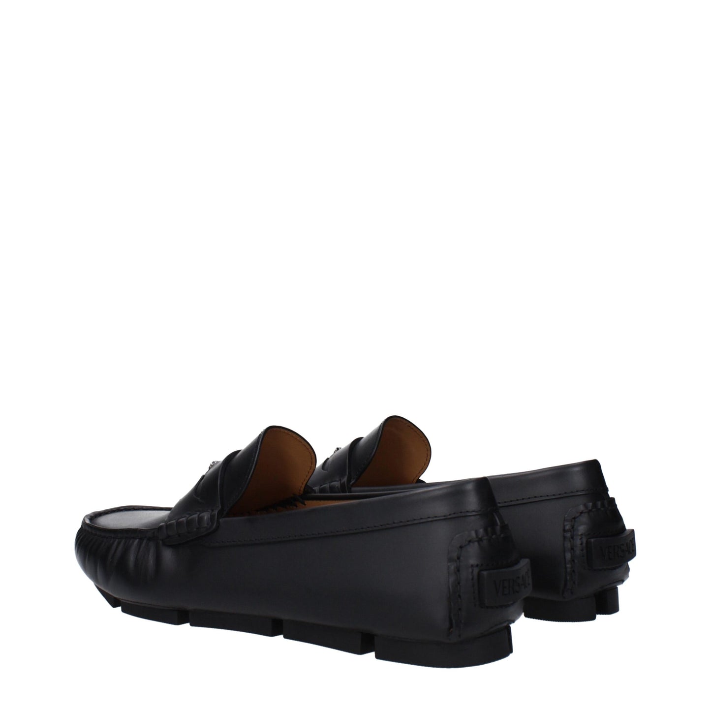 Versace – Slipper aus schwarzem Leder