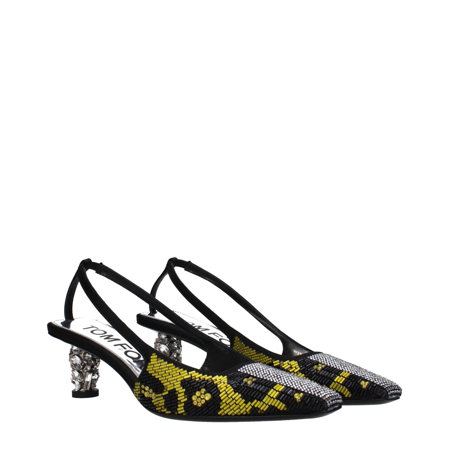Gelbe Satin-Sandalen mit Stilettoabsatz von Tom Ford