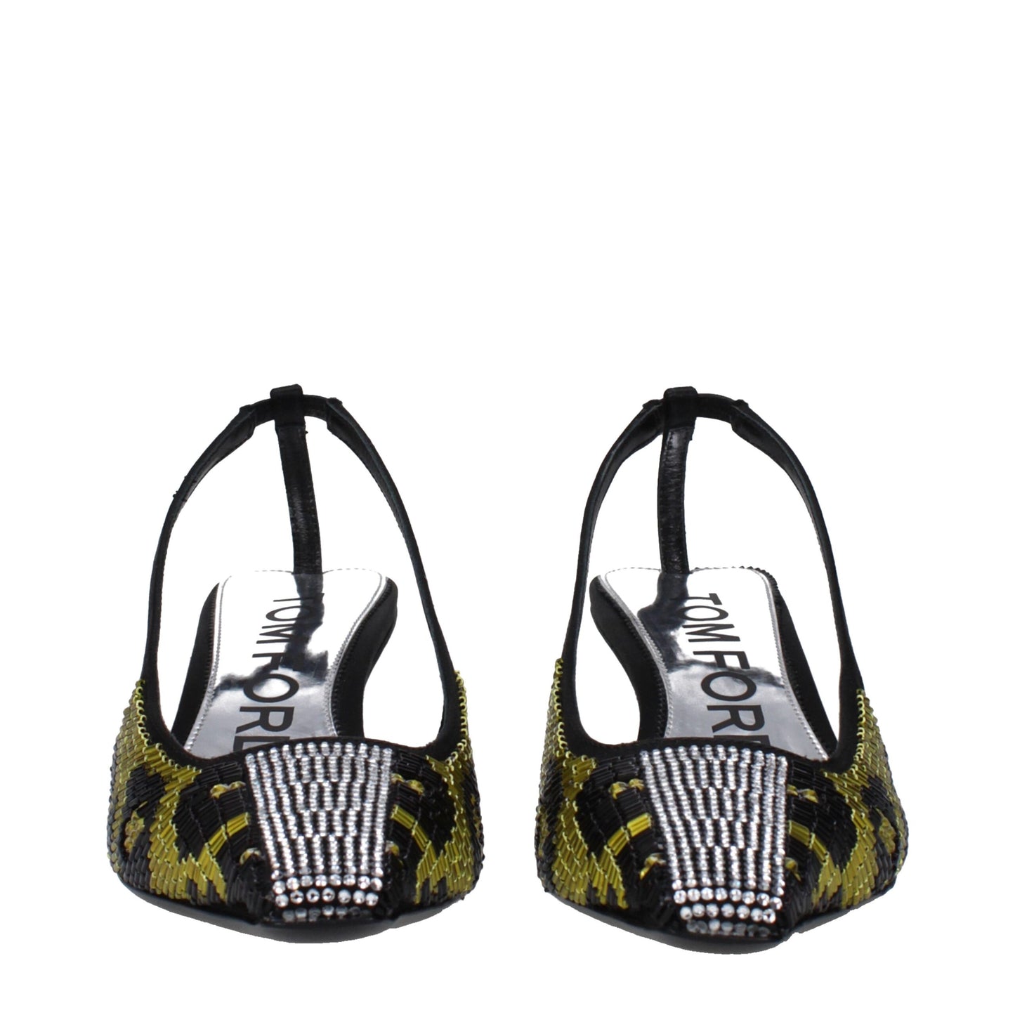 Gelbe Satin-Sandalen mit Stilettoabsatz von Tom Ford