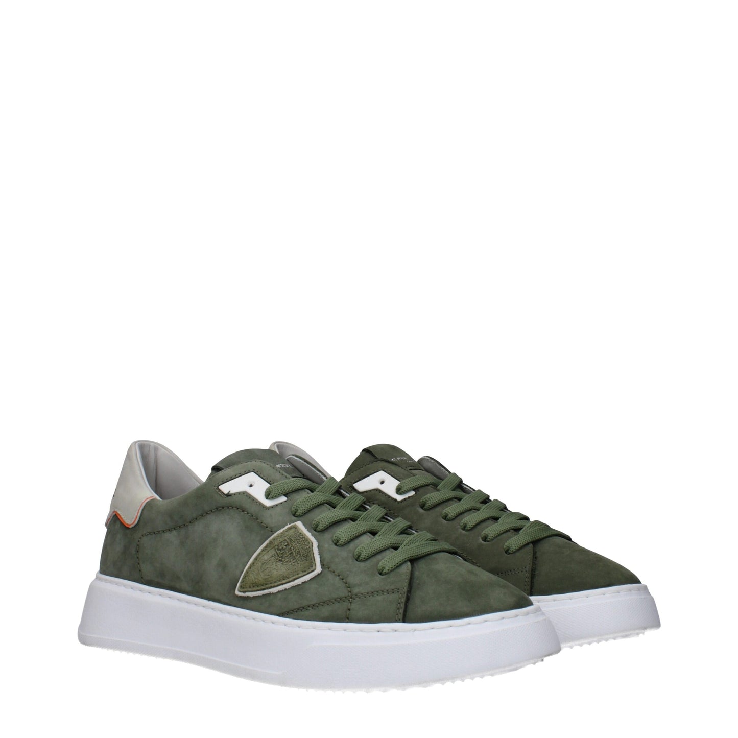 Baskets basses en cuir vert