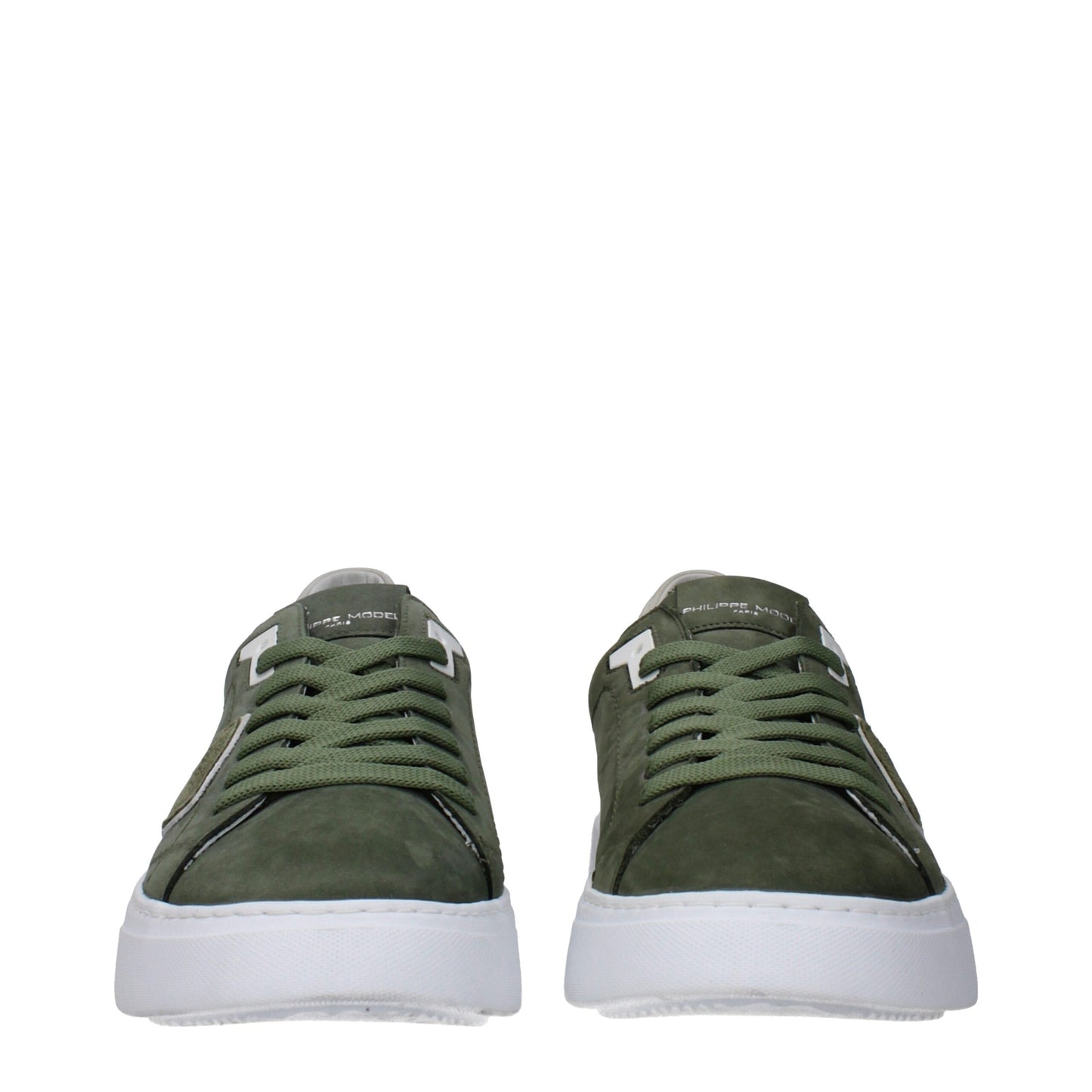 Baskets basses en cuir vert