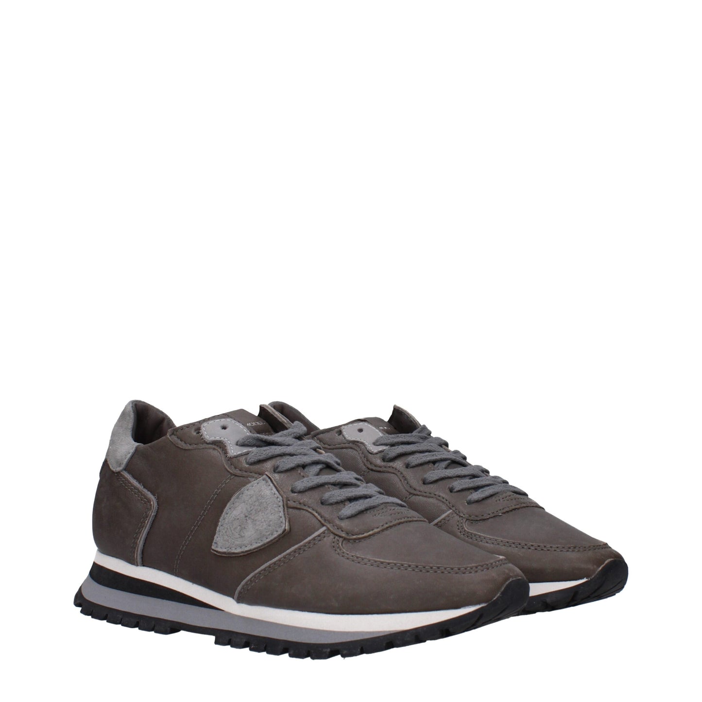 Baskets en cuir gris Philippe Model