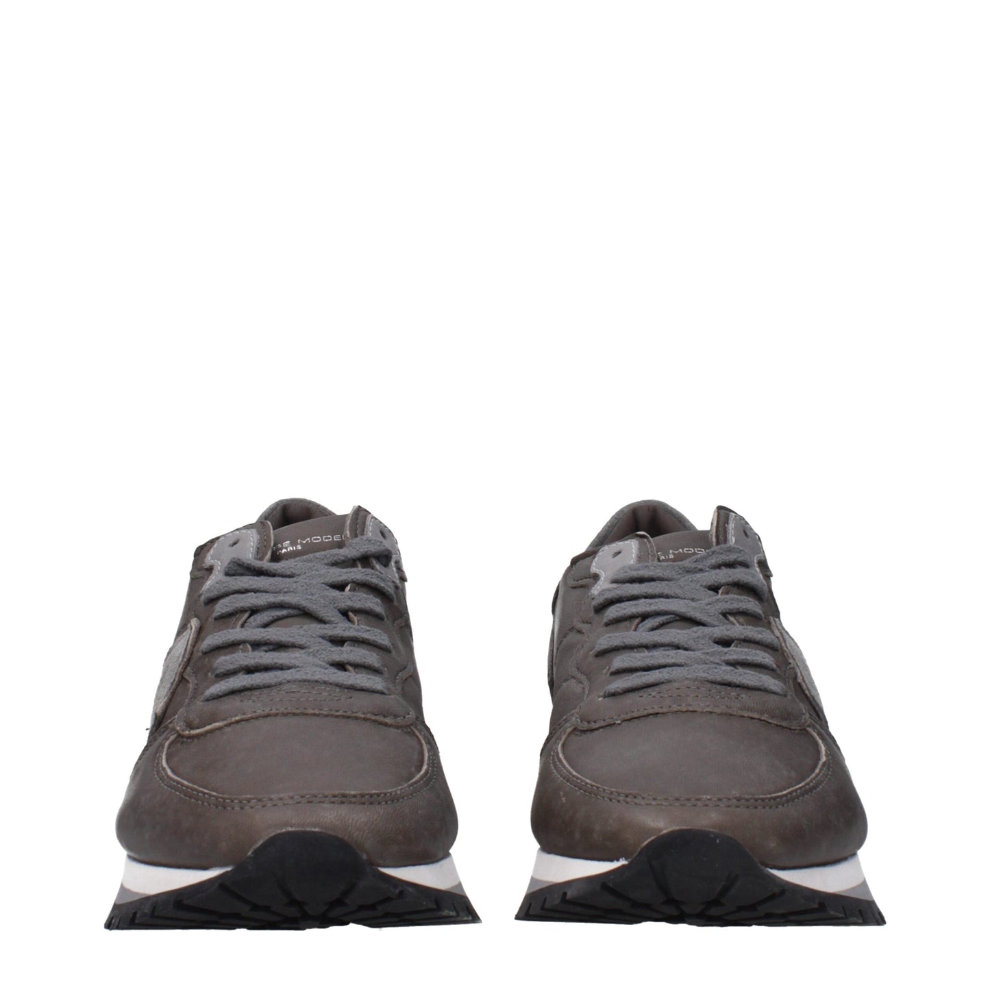 Baskets en cuir gris Philippe Model