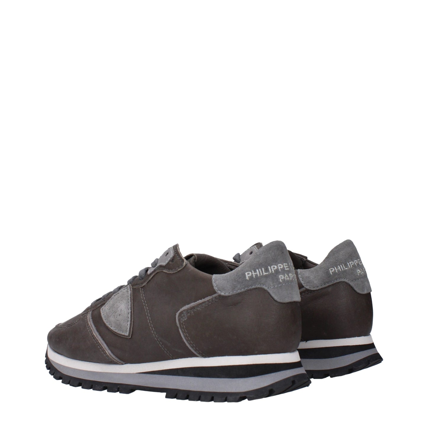 Baskets en cuir gris Philippe Model