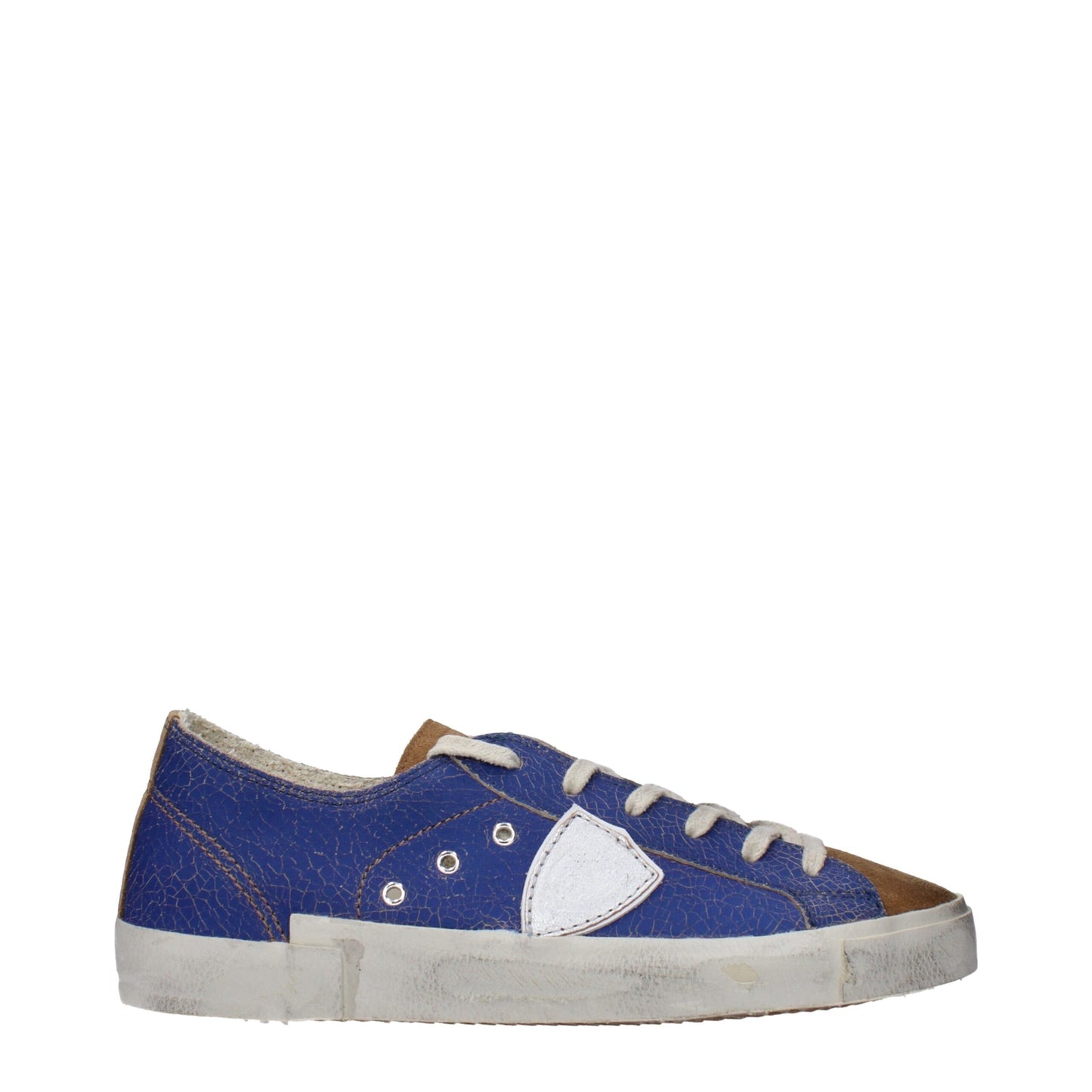 Baskets basses en cuir bleu