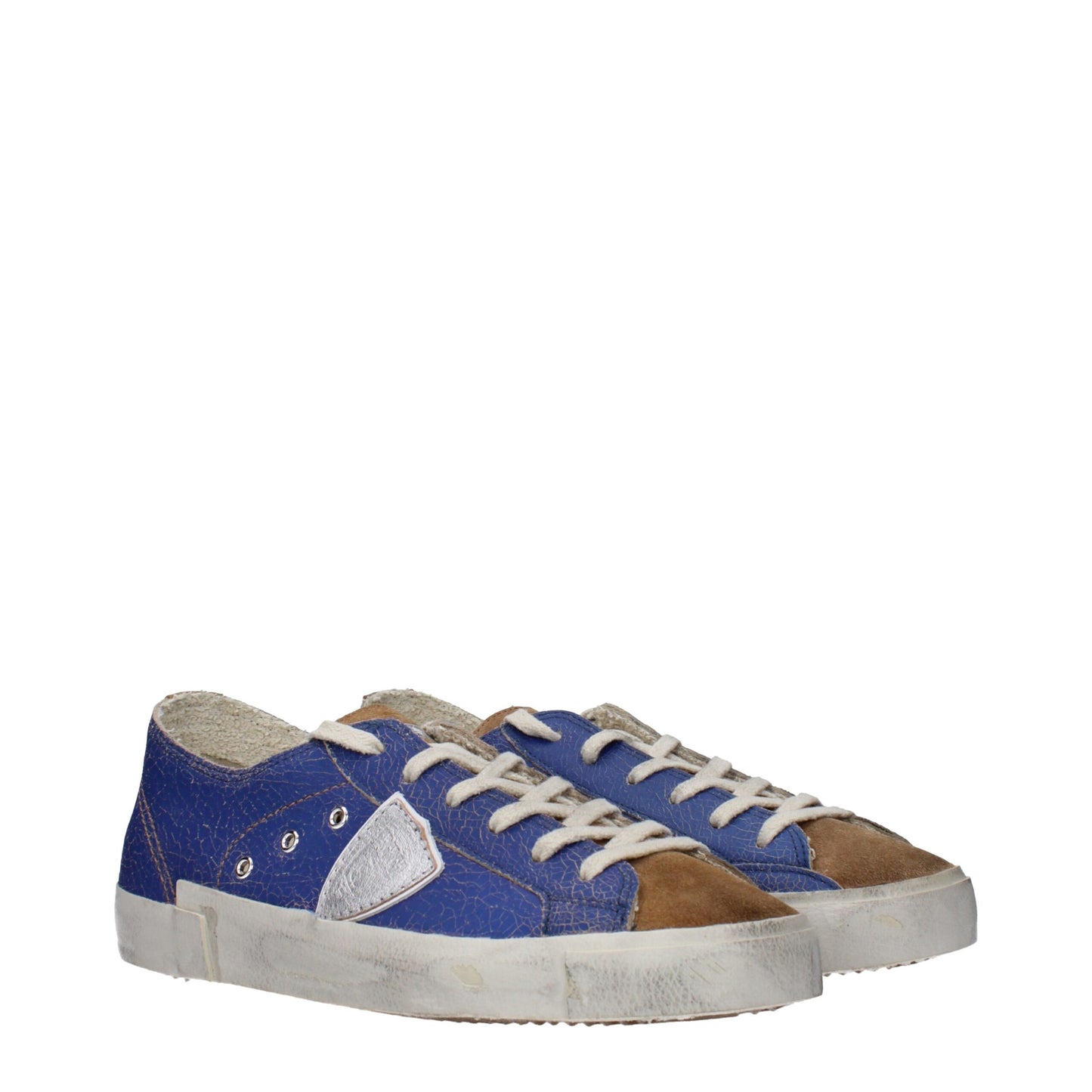 Baskets basses en cuir bleu