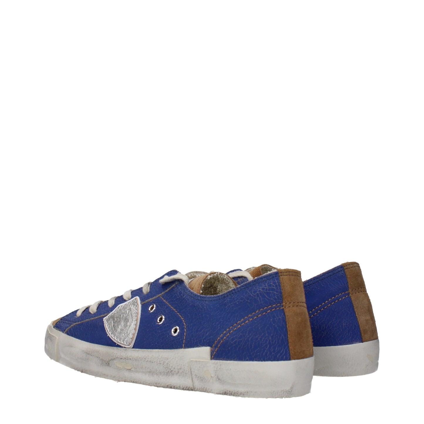 Baskets basses en cuir bleu