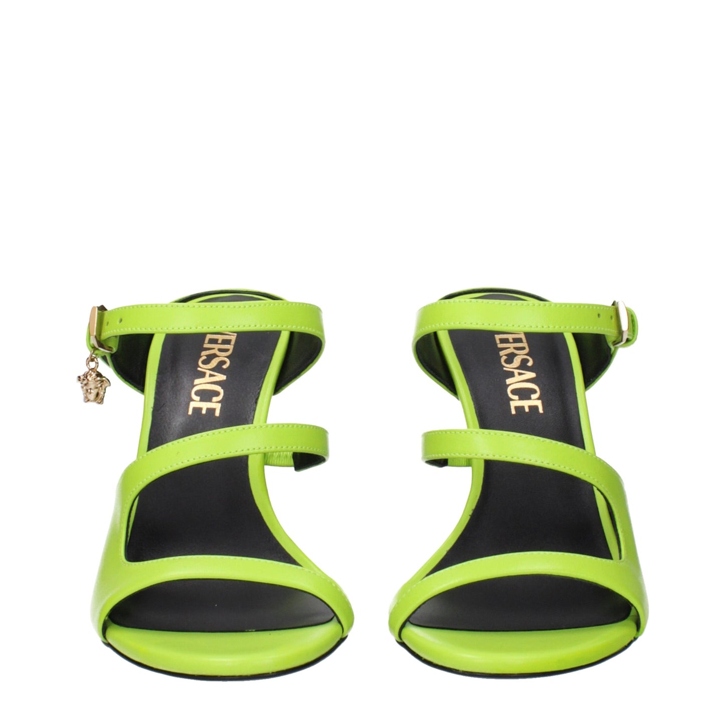 Versace Sandalen aus grünem Leder mit Stilettoabsatz