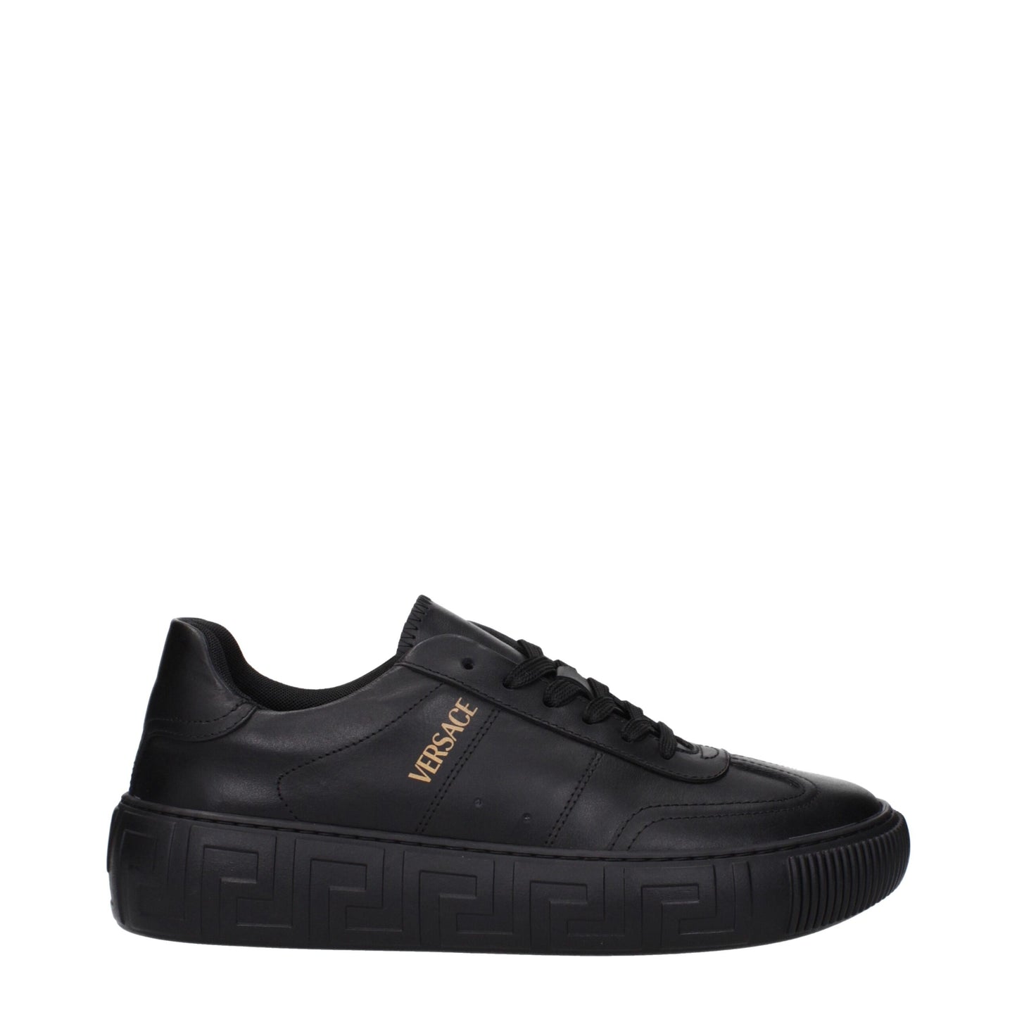 Versace Schwarze Leder-Low-Tops