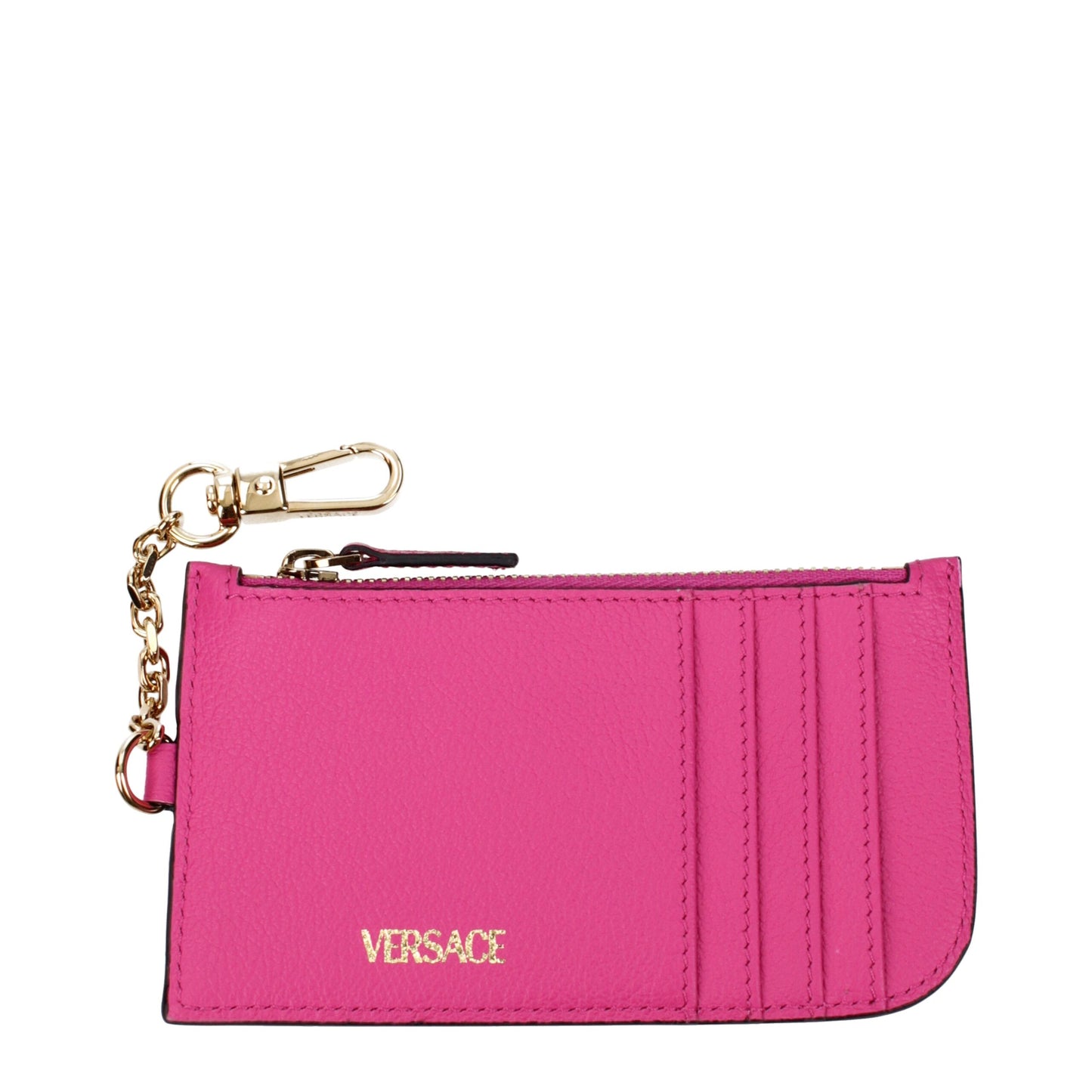Portefeuilles en cuir rose Versace