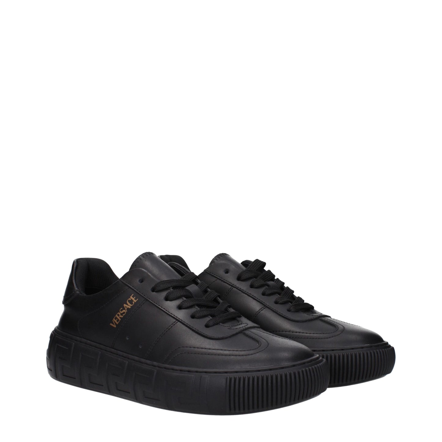 Versace Schwarze Leder-Low-Tops