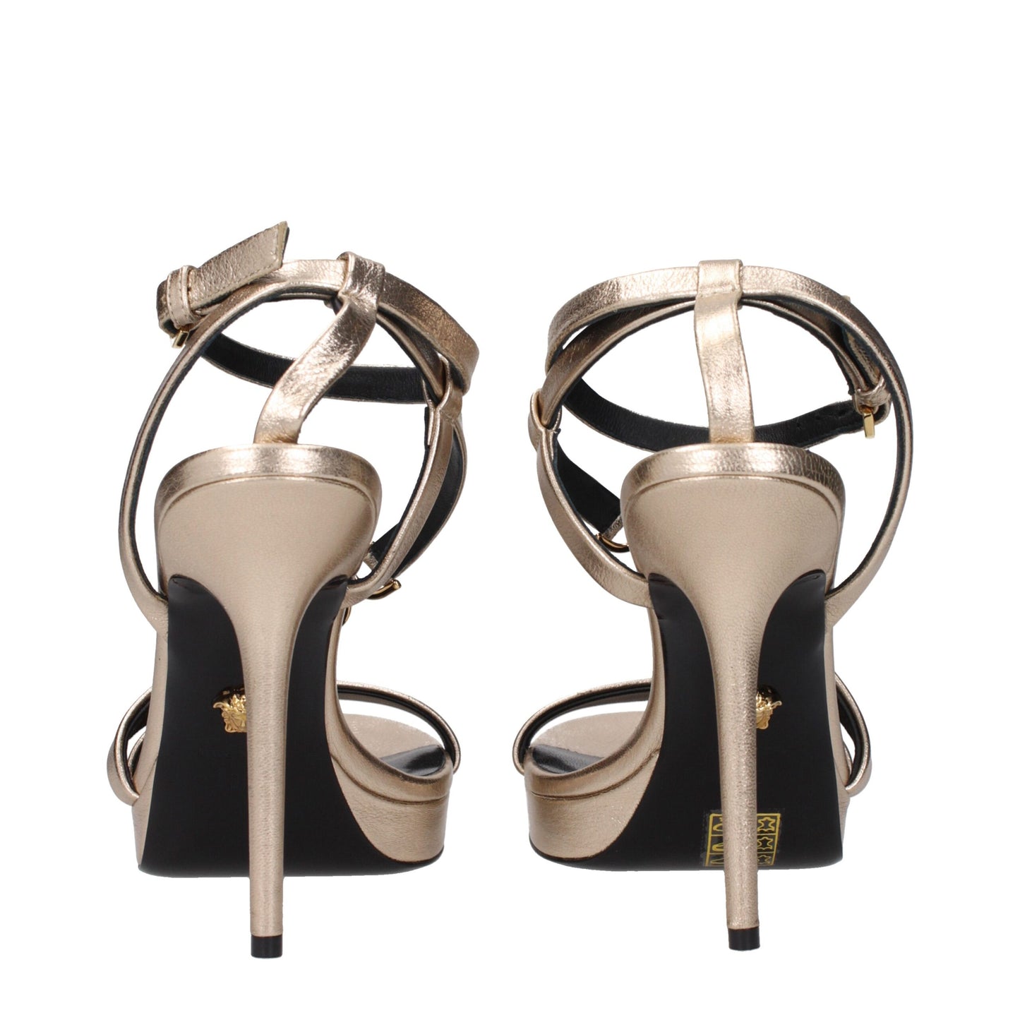 Versace Sandalen aus goldenem Leder mit Stilettoabsatz