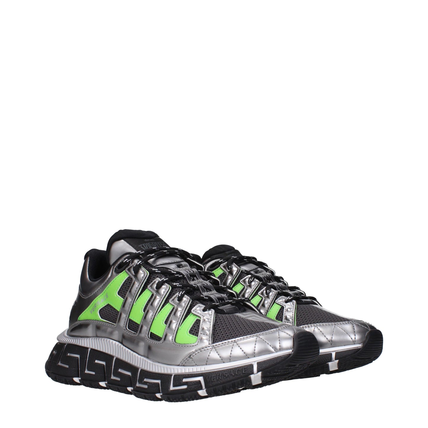 Sportliche Sneakers aus grauem Stoff von Versace