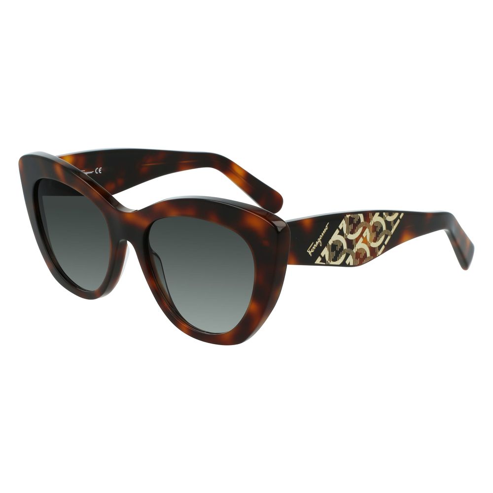 Lunettes de soleil en acétate marron Salvatore Ferragamo