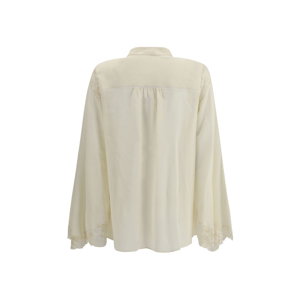 Chloé Bluse aus Seidengeorgette und Spitze