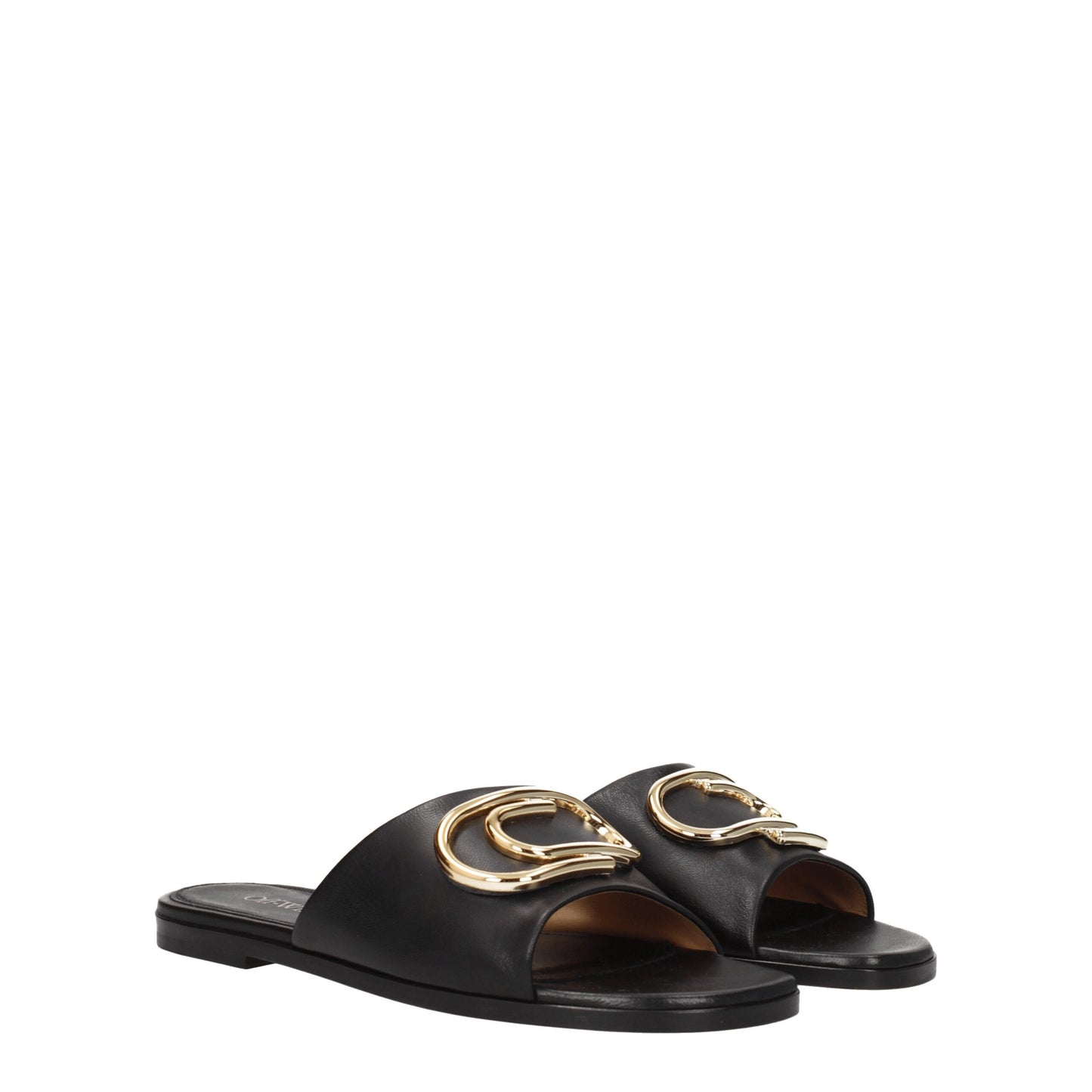 Off-White – Schwarze Leder-Slipper-Sandalen