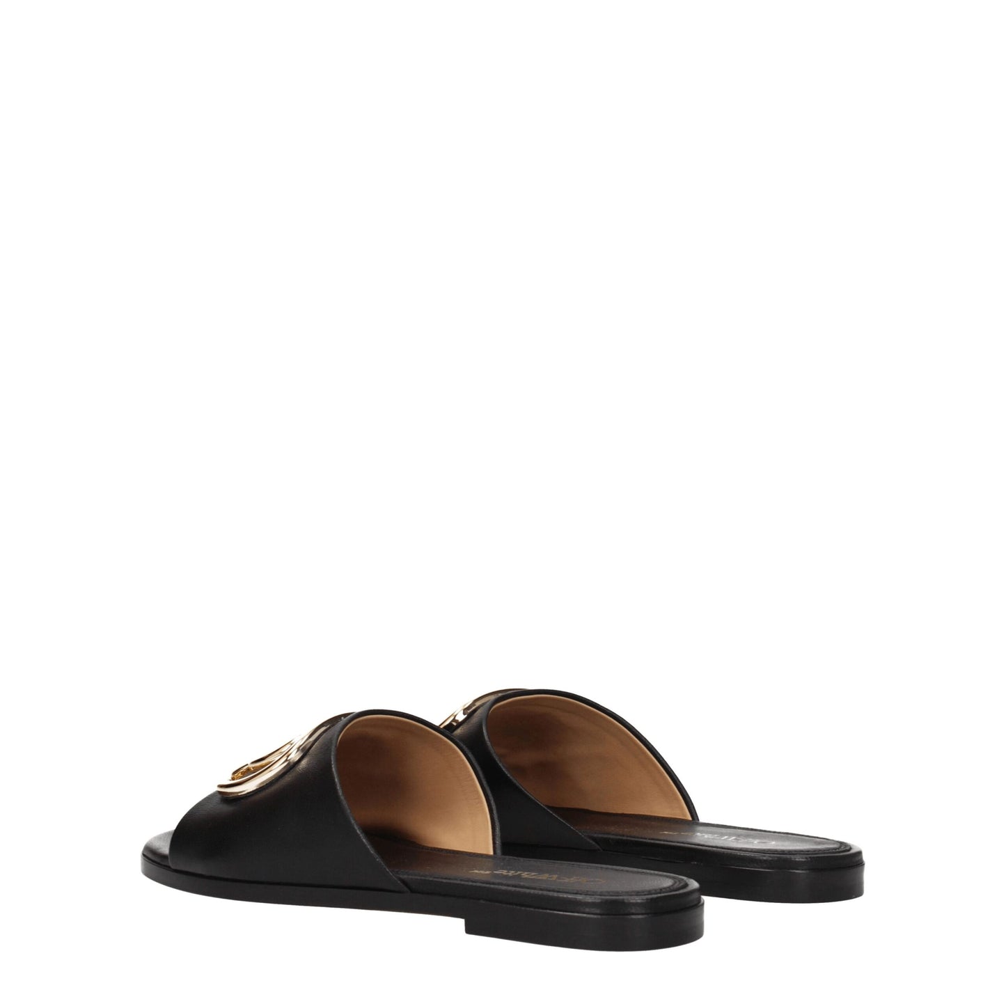 Off-White – Schwarze Leder-Slipper-Sandalen
