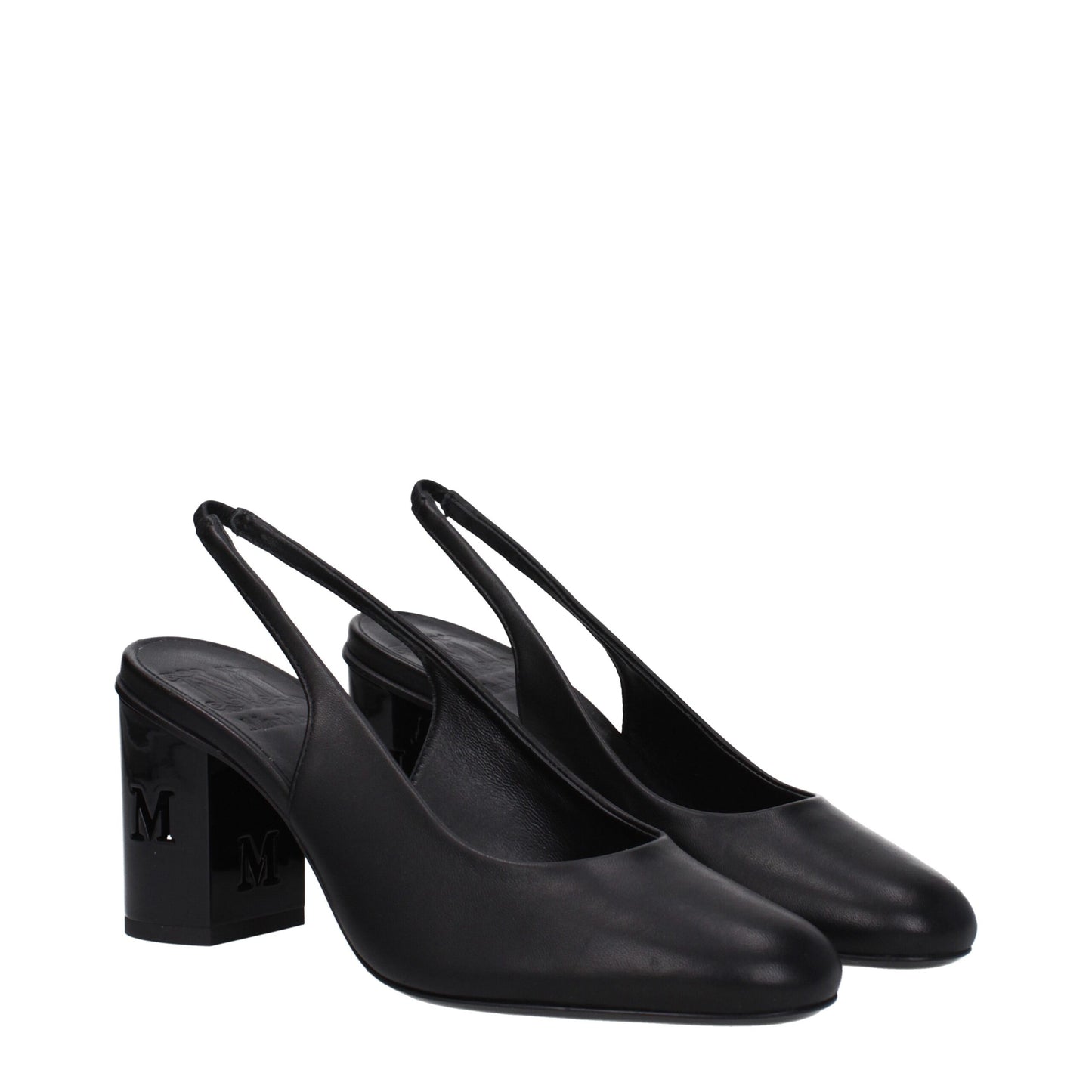 Max Mara – Schwarze Pumps aus Leder mit hohem Absatz