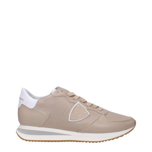 Baskets basses en cuir beige