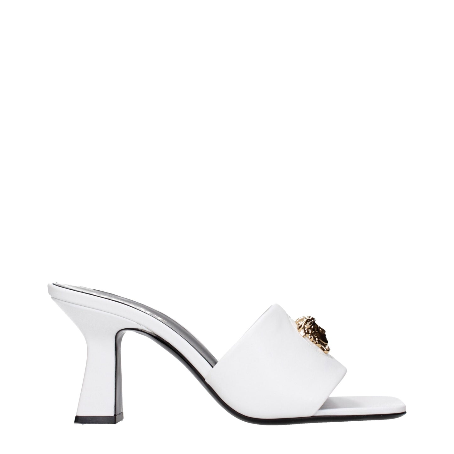 Versace Sandalen aus weißem Leder mit Stilettoabsatz