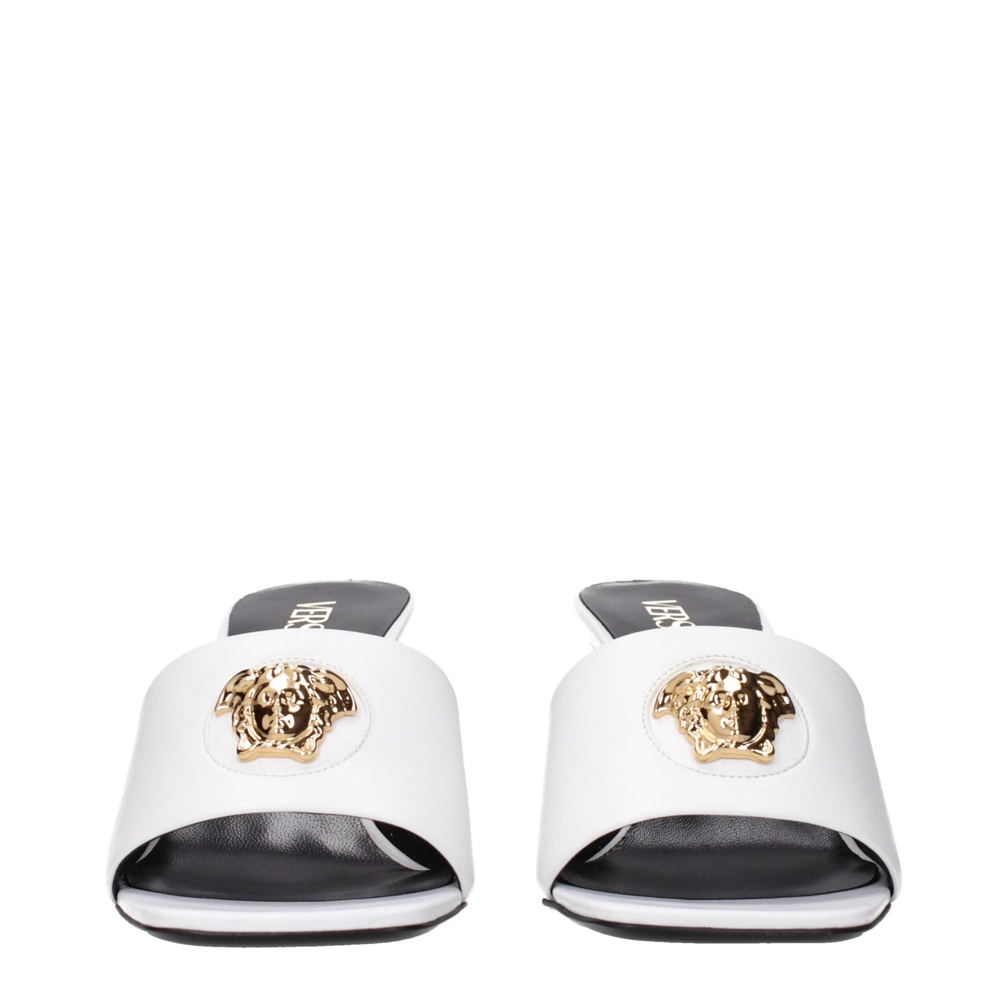 Versace Sandalen aus weißem Leder mit Stilettoabsatz