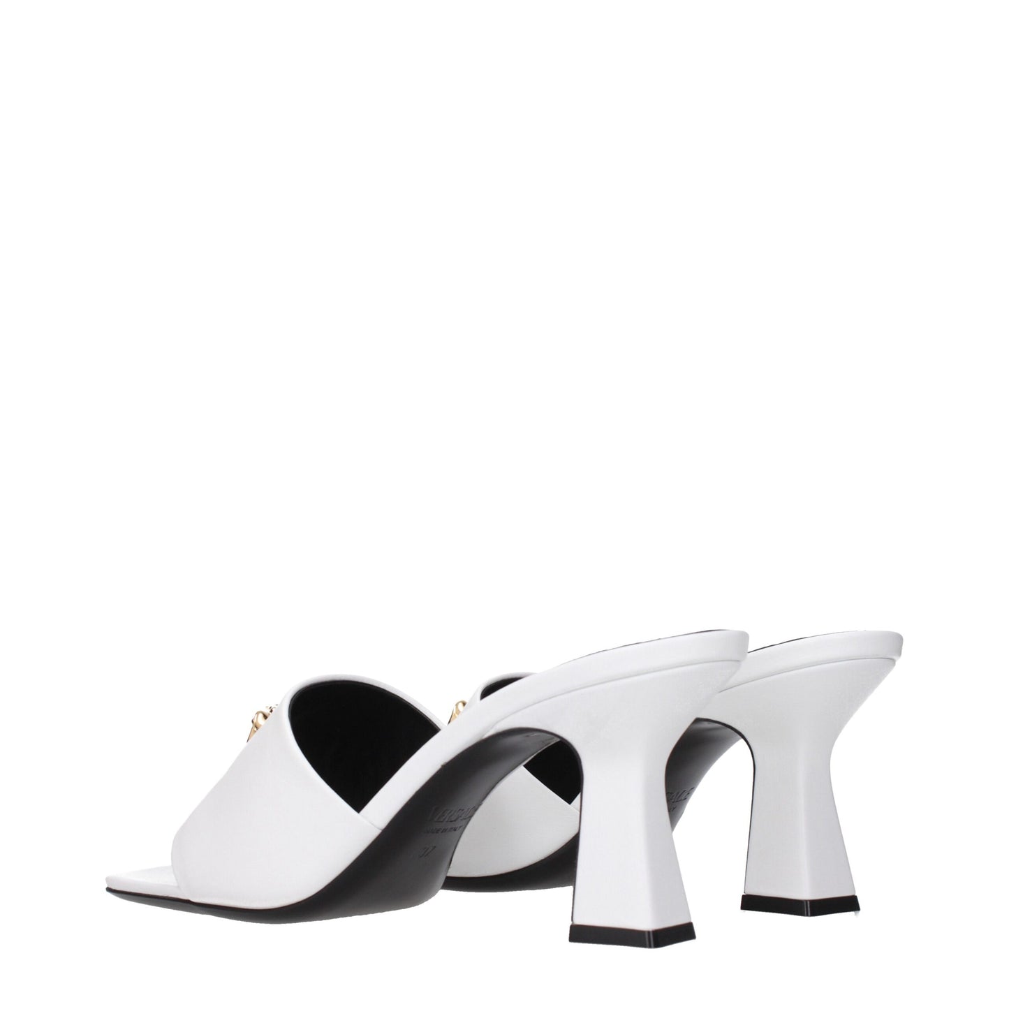 Versace Sandalen aus weißem Leder mit Stilettoabsatz