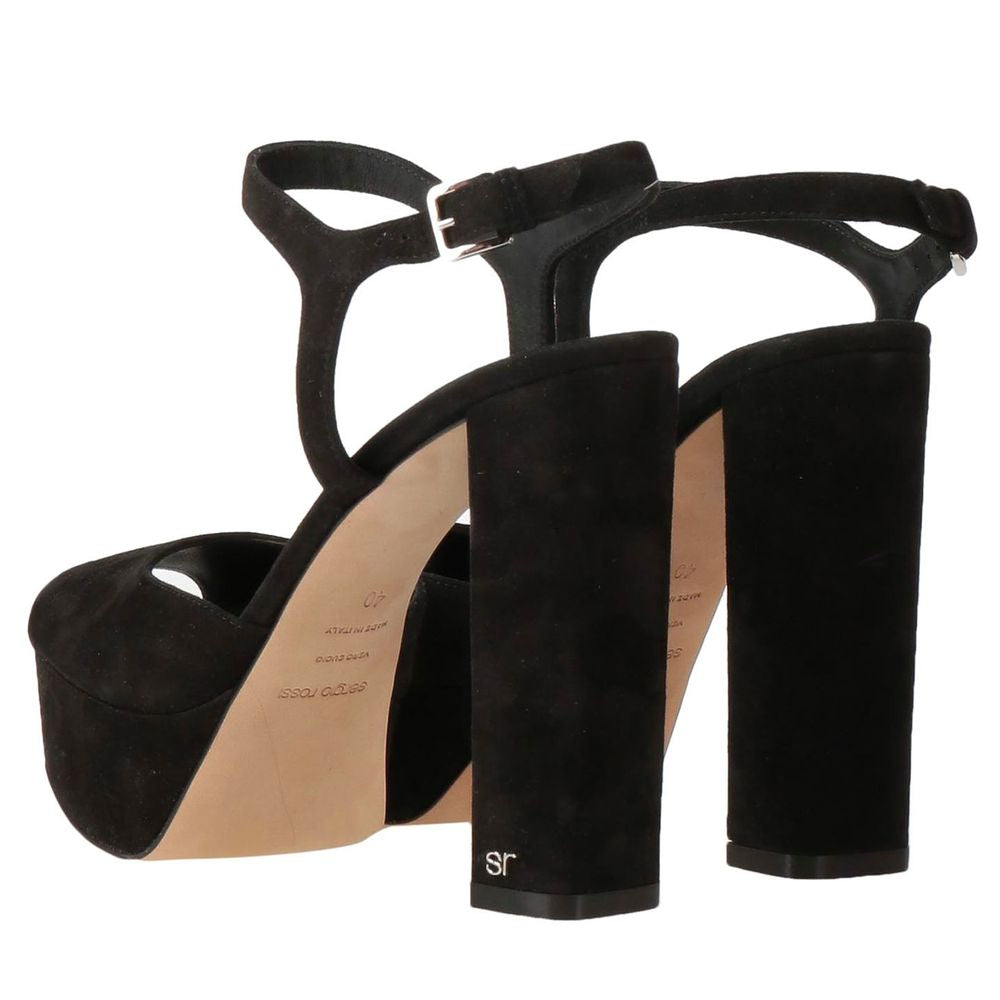 Sergio Rossi – Schwarze Samtsandalen