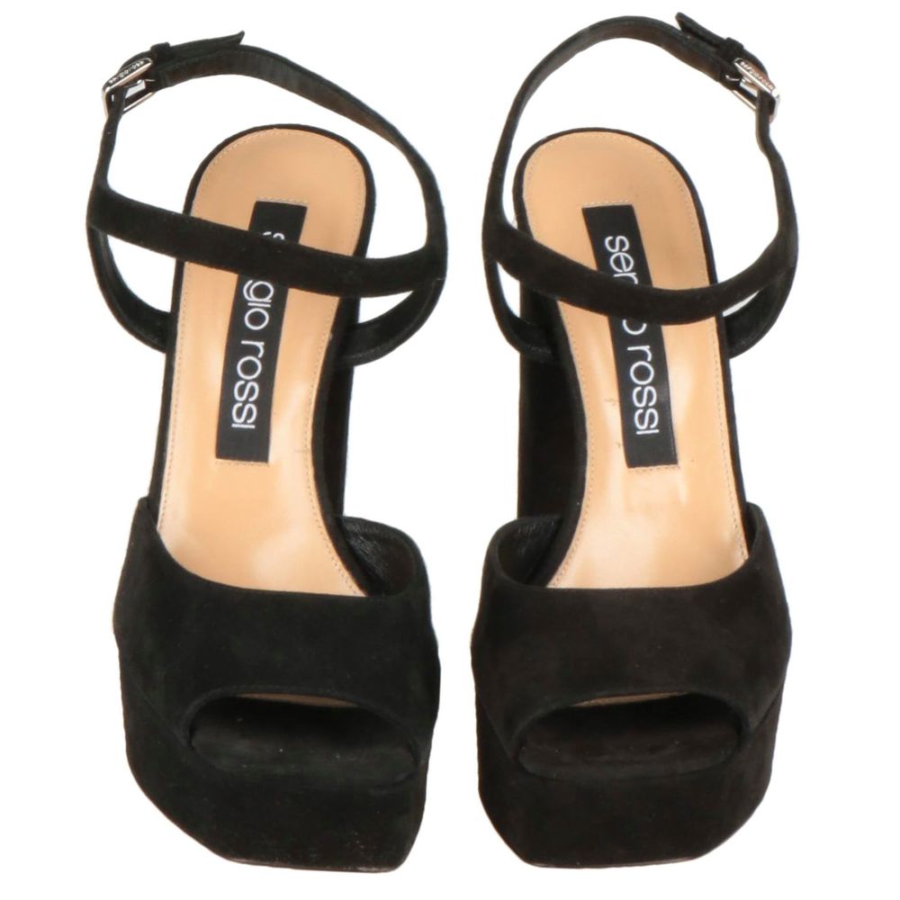 Sergio Rossi – Schwarze Samtsandalen