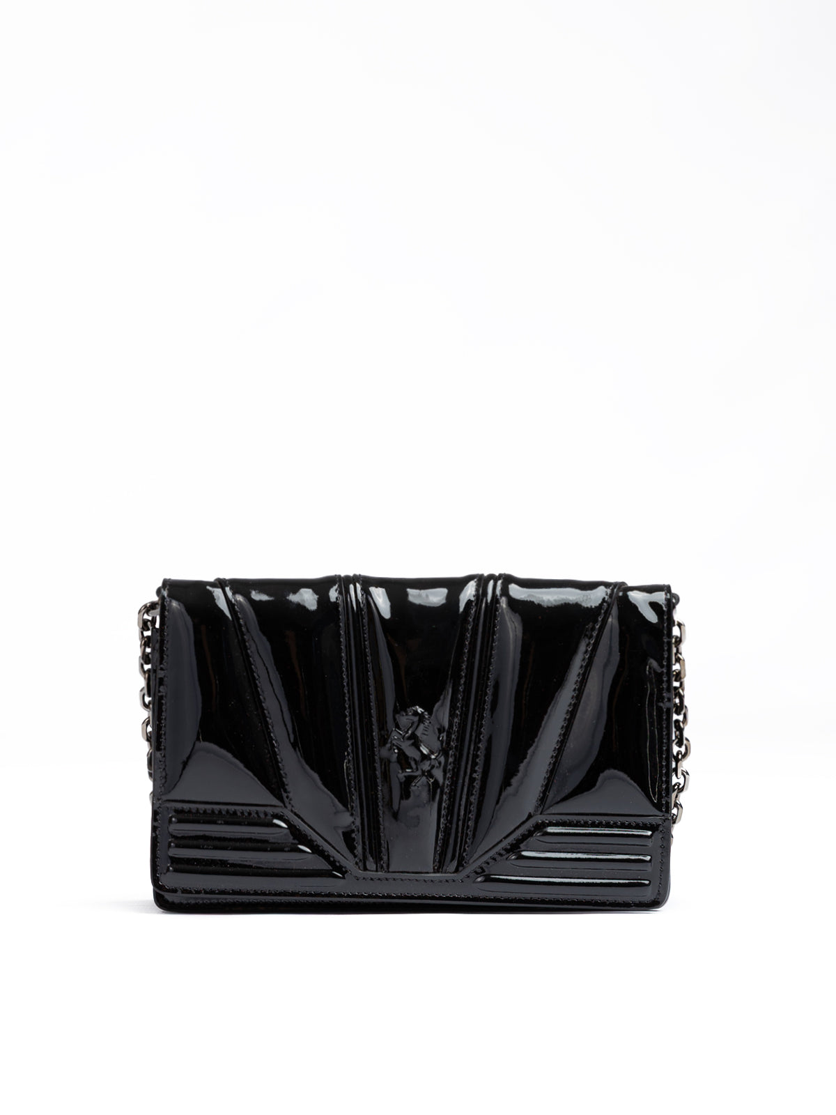 Sac Ferrari en cuir verni noir GT avec chaîne