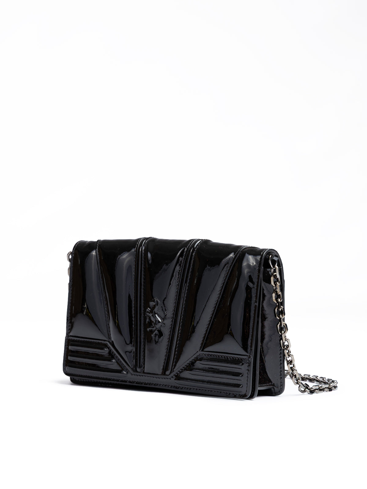 Sac Ferrari en cuir verni noir GT avec chaîne