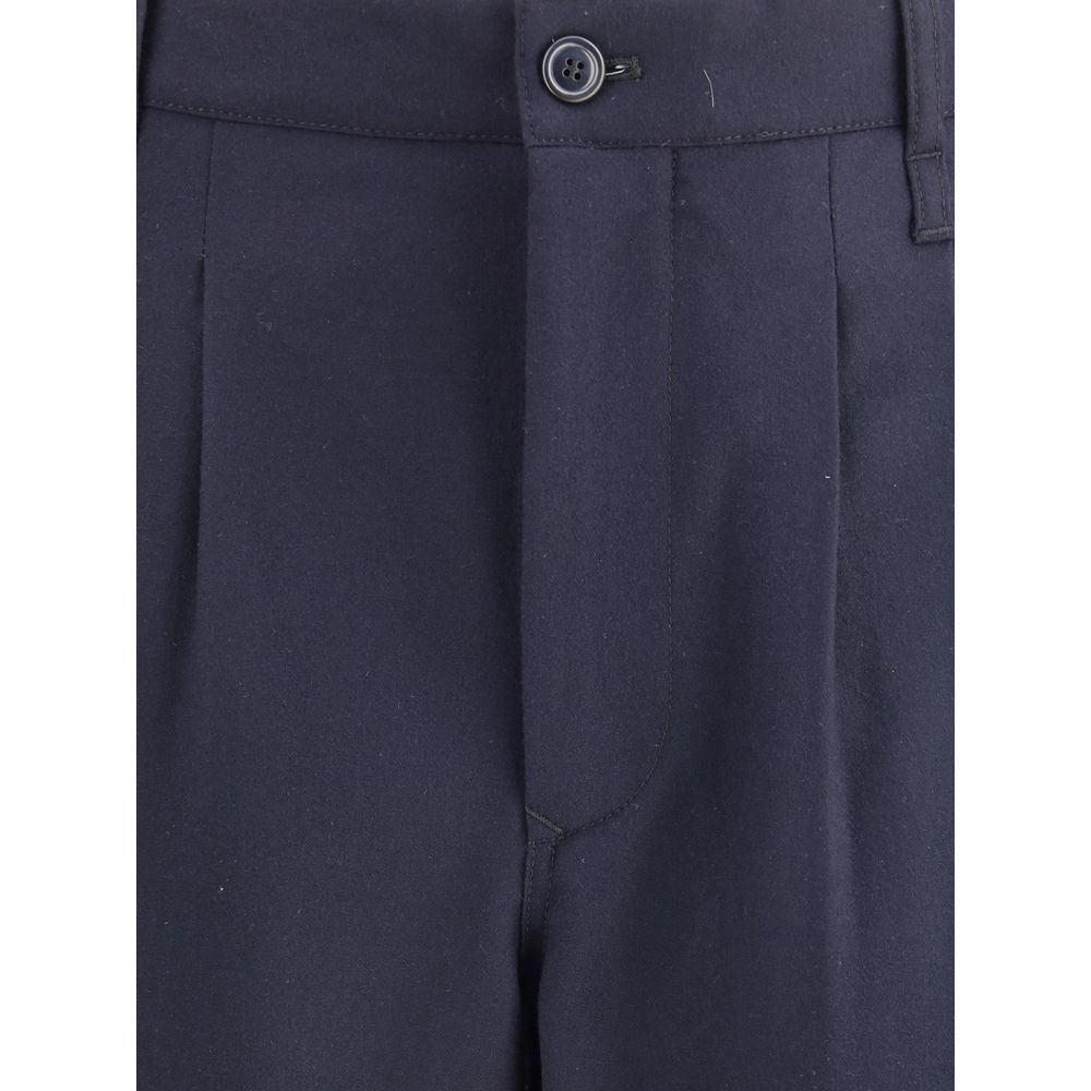 Pantalon à pince simple en tissu de laine léger Giorgio Armani