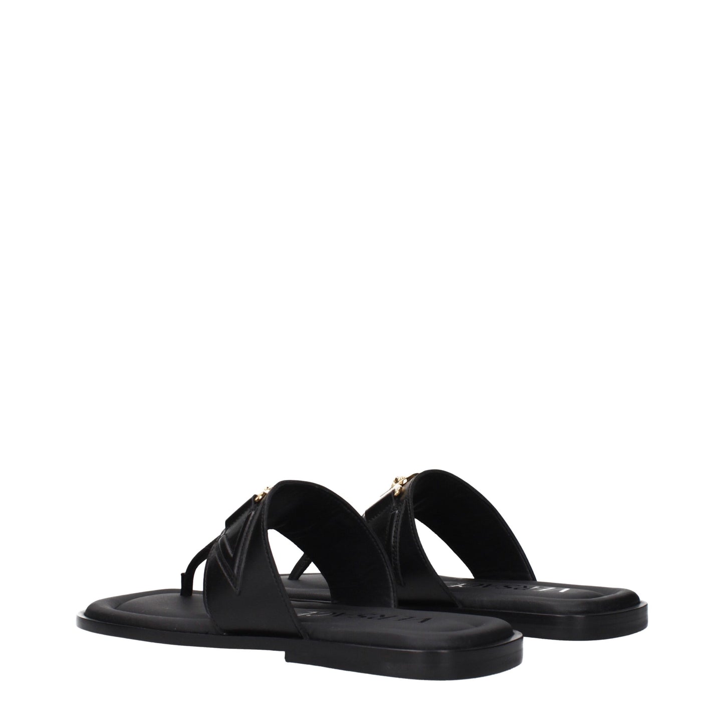 Versace Zehentrenner aus schwarzem Leder
