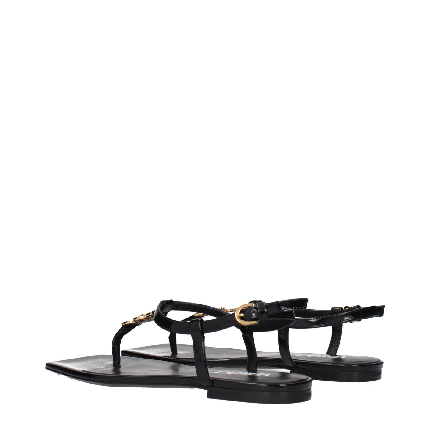 Versace Zehentrenner aus schwarzem Leder