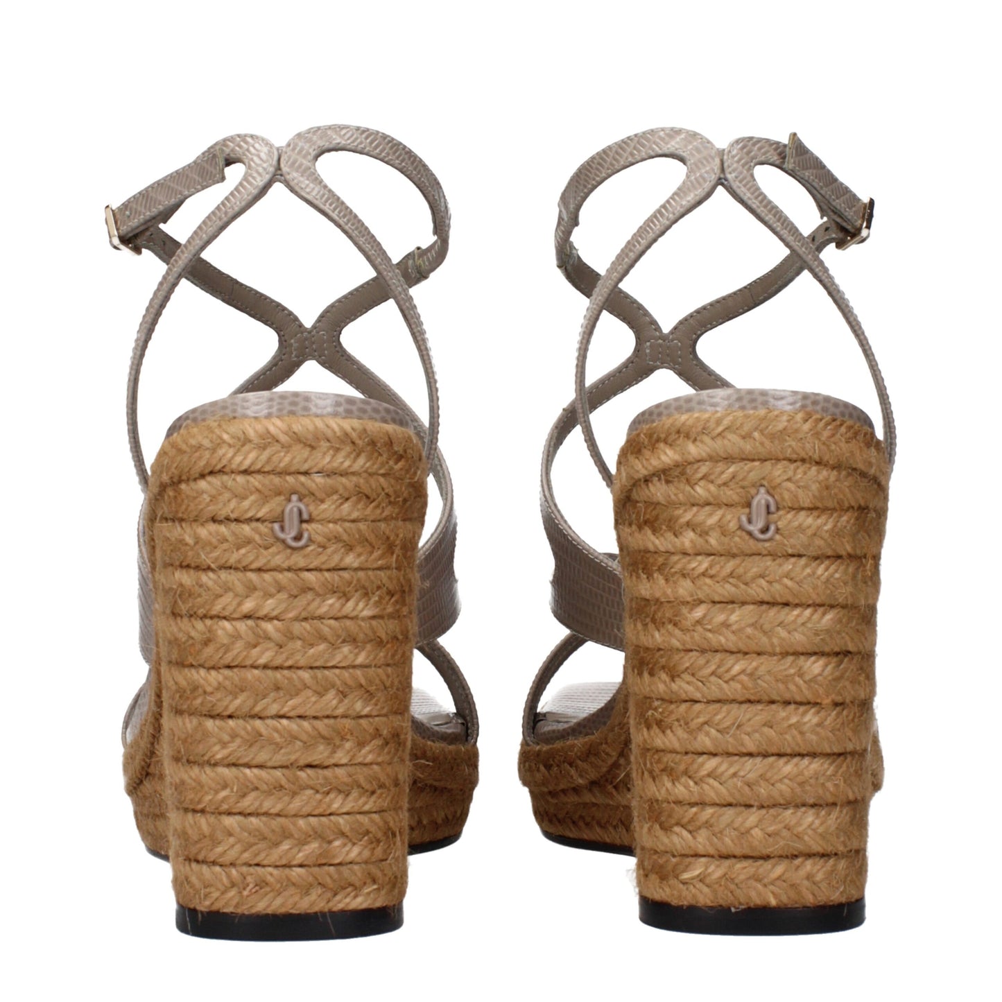Jimmy Choo Keilsandaletten aus grauem Leder