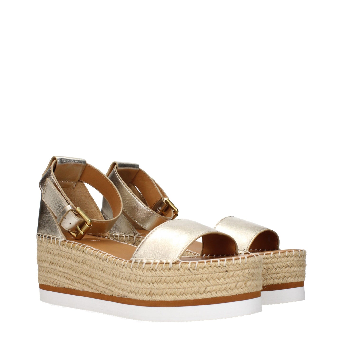 See By Chloé Keilsandaletten aus goldfarbenem Leder