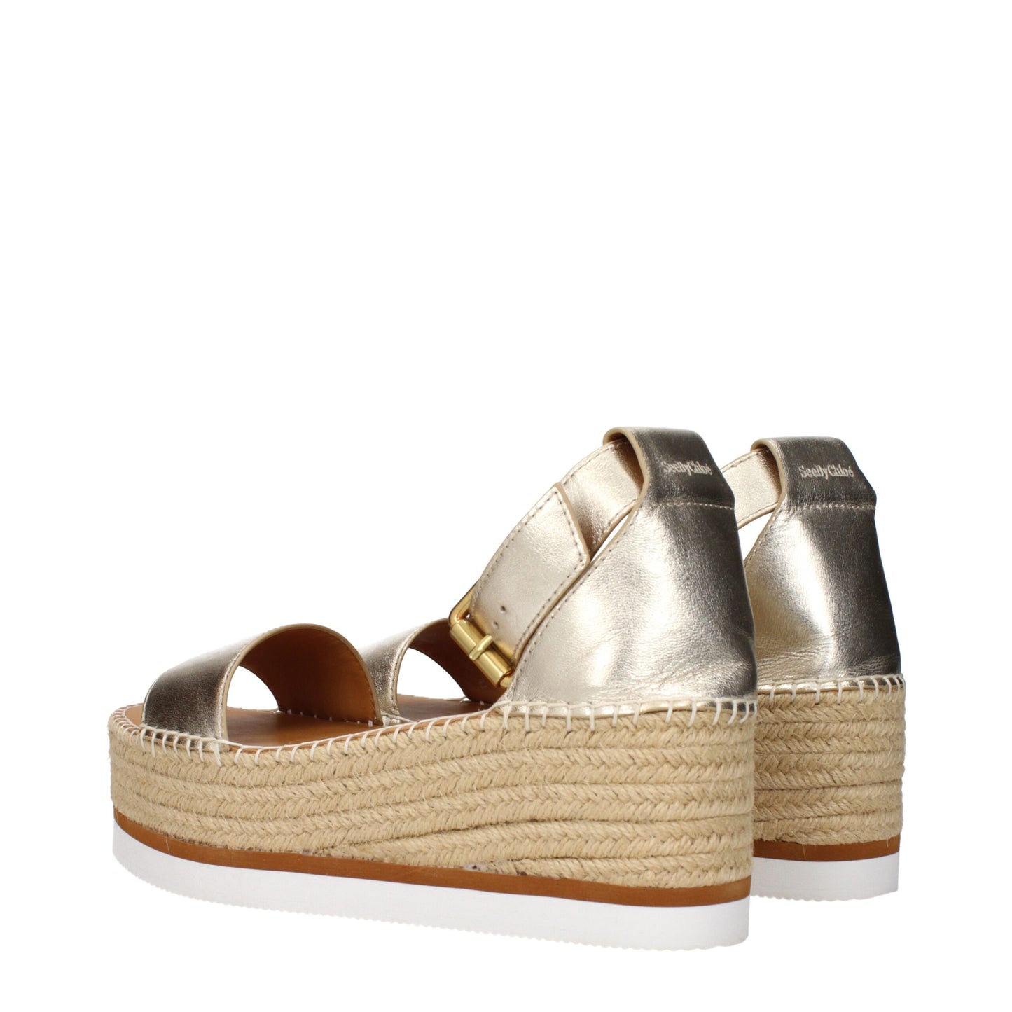 See By Chloé Keilsandaletten aus goldfarbenem Leder