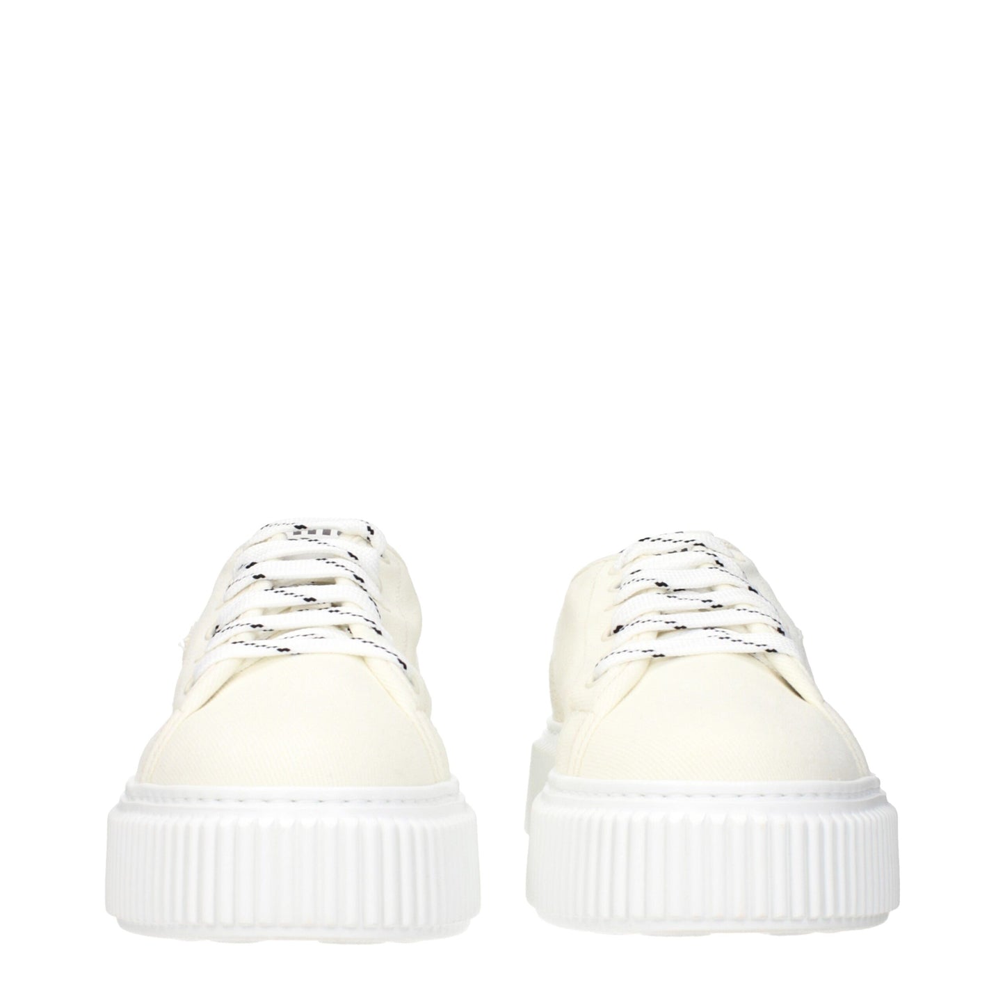 Sneakers à plateforme en tissu beige de Miu Miu