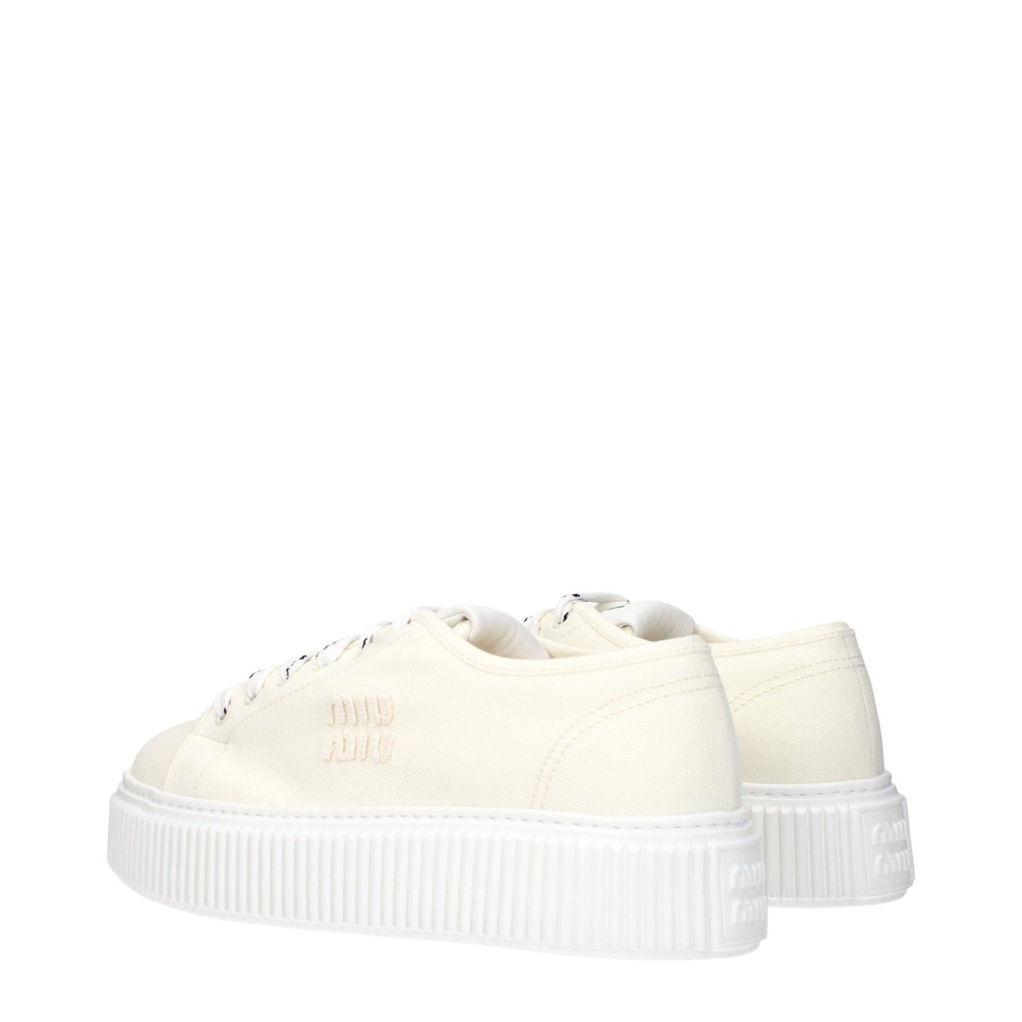 Sneakers à plateforme en tissu beige de Miu Miu